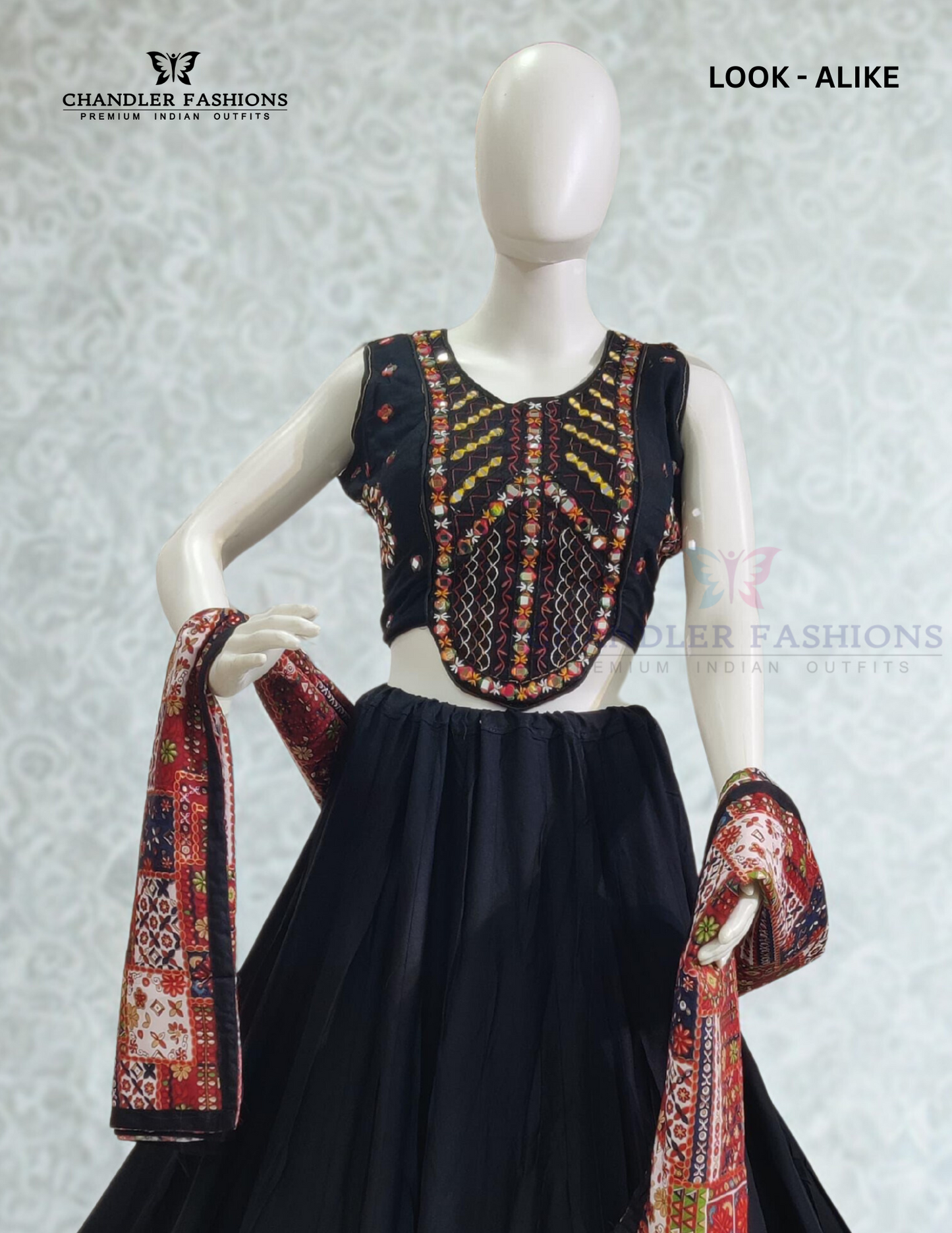 Attractive Black Colored Embroidery Work Chaniya Choli Sets For Women Near Me