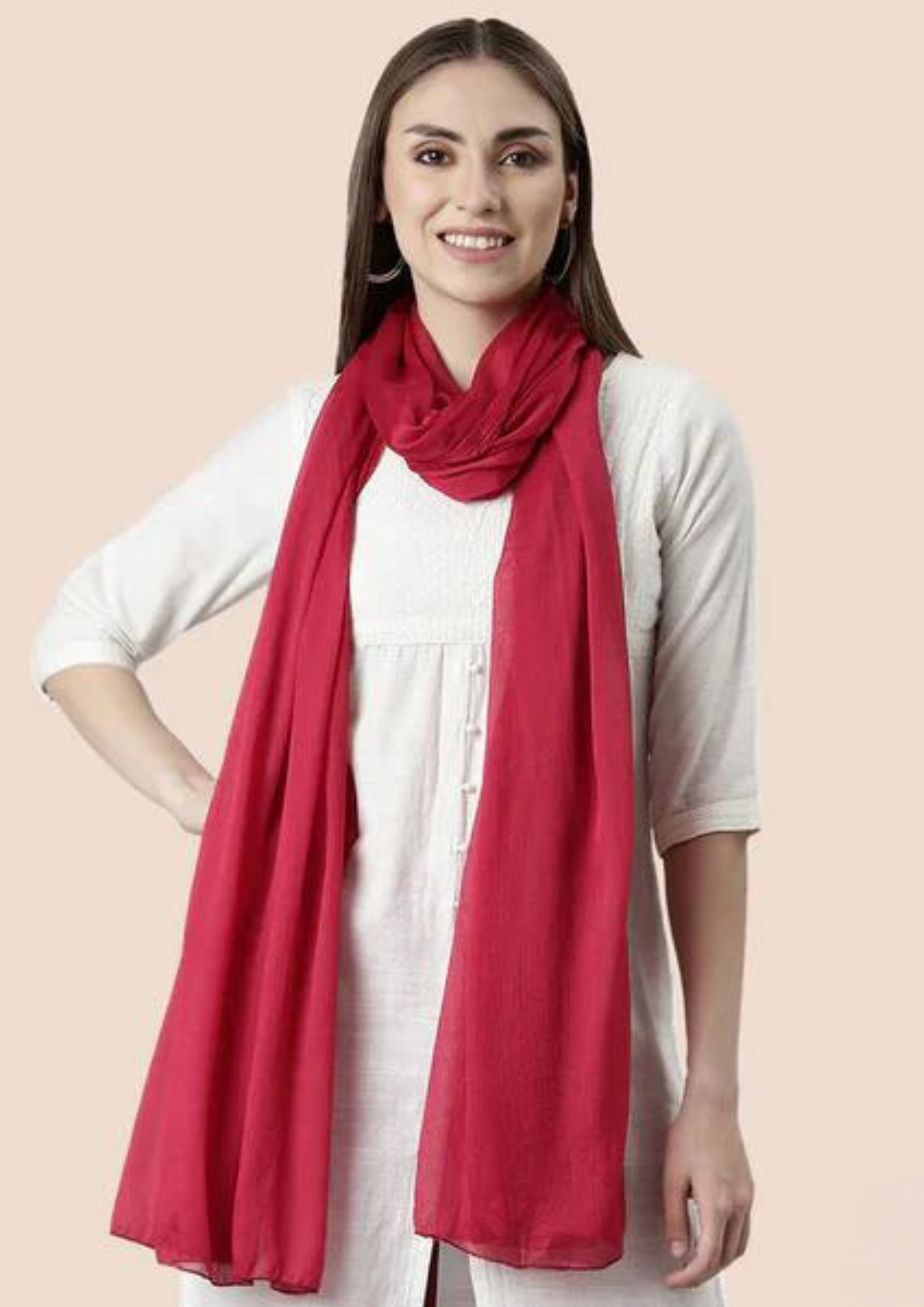 Graceful Red Color Shimmer Dupatta For Women Near Me