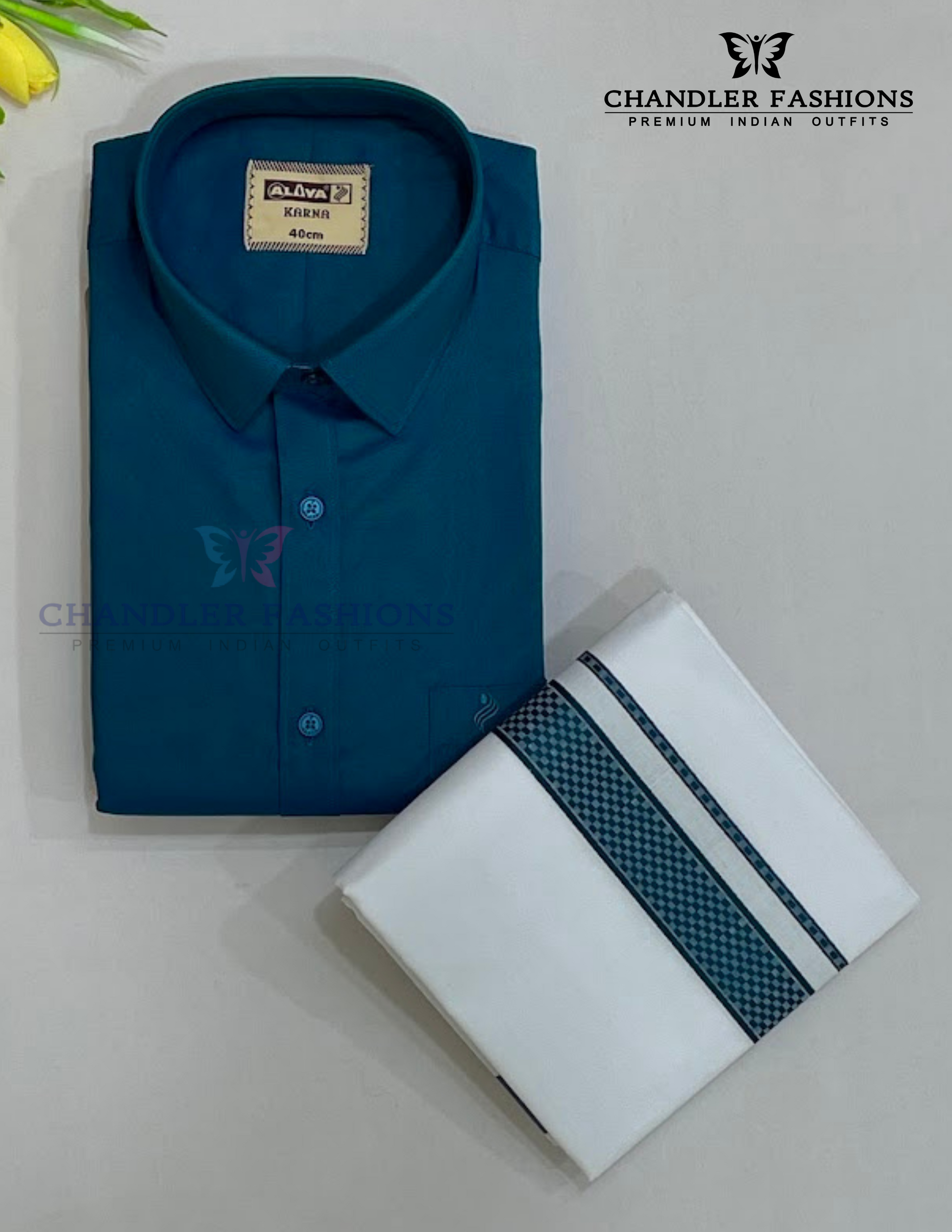 Alluring Peacock Green Colored Shirt And Dhoti Set For Men Near Me