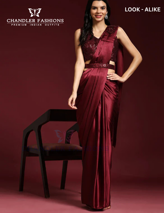 Gorgeous Maroon Color Ready To Wear One Minute Designer Saree