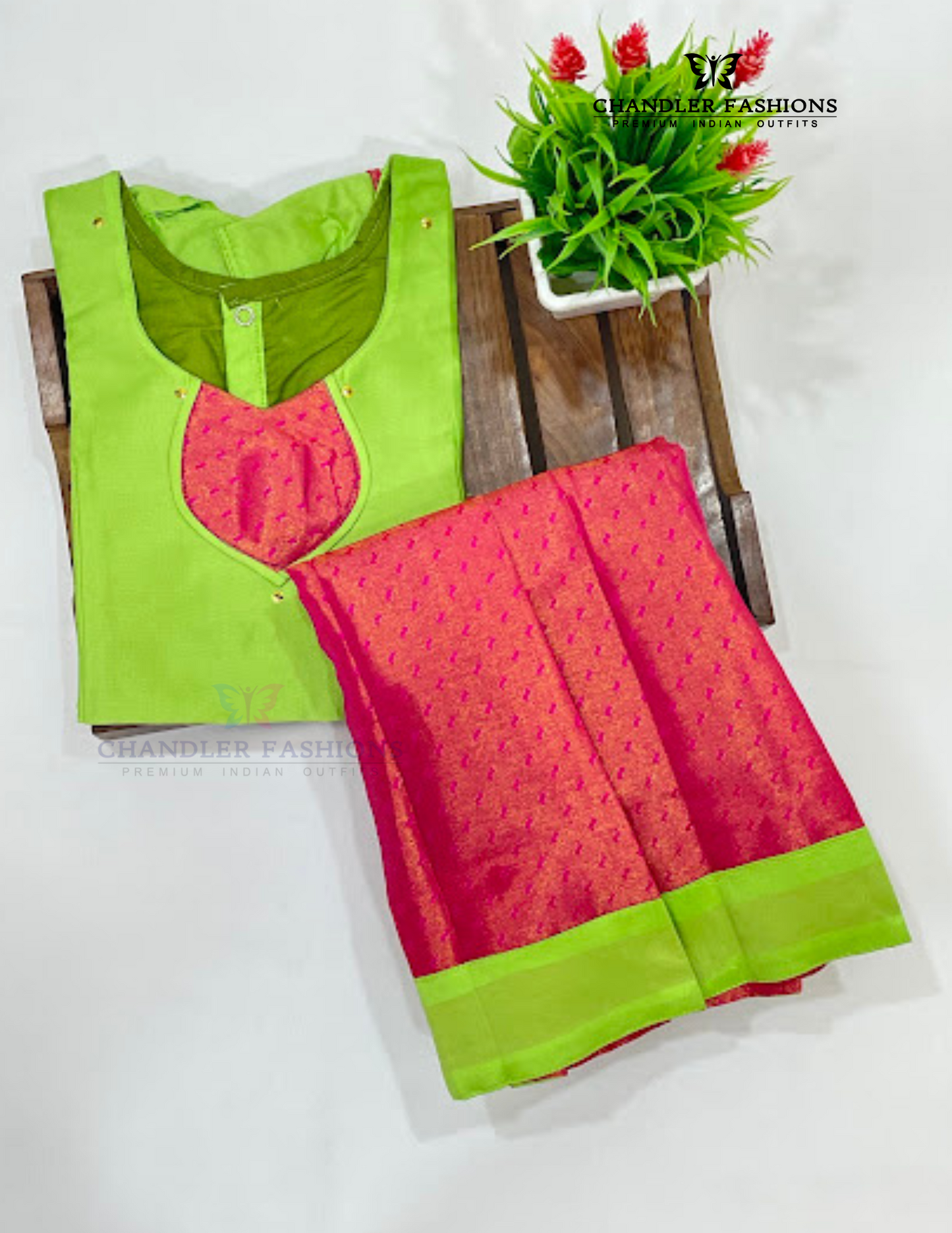 Beautiful Light Green Color Silk Langa Set With Zari Work For Girls Near Me