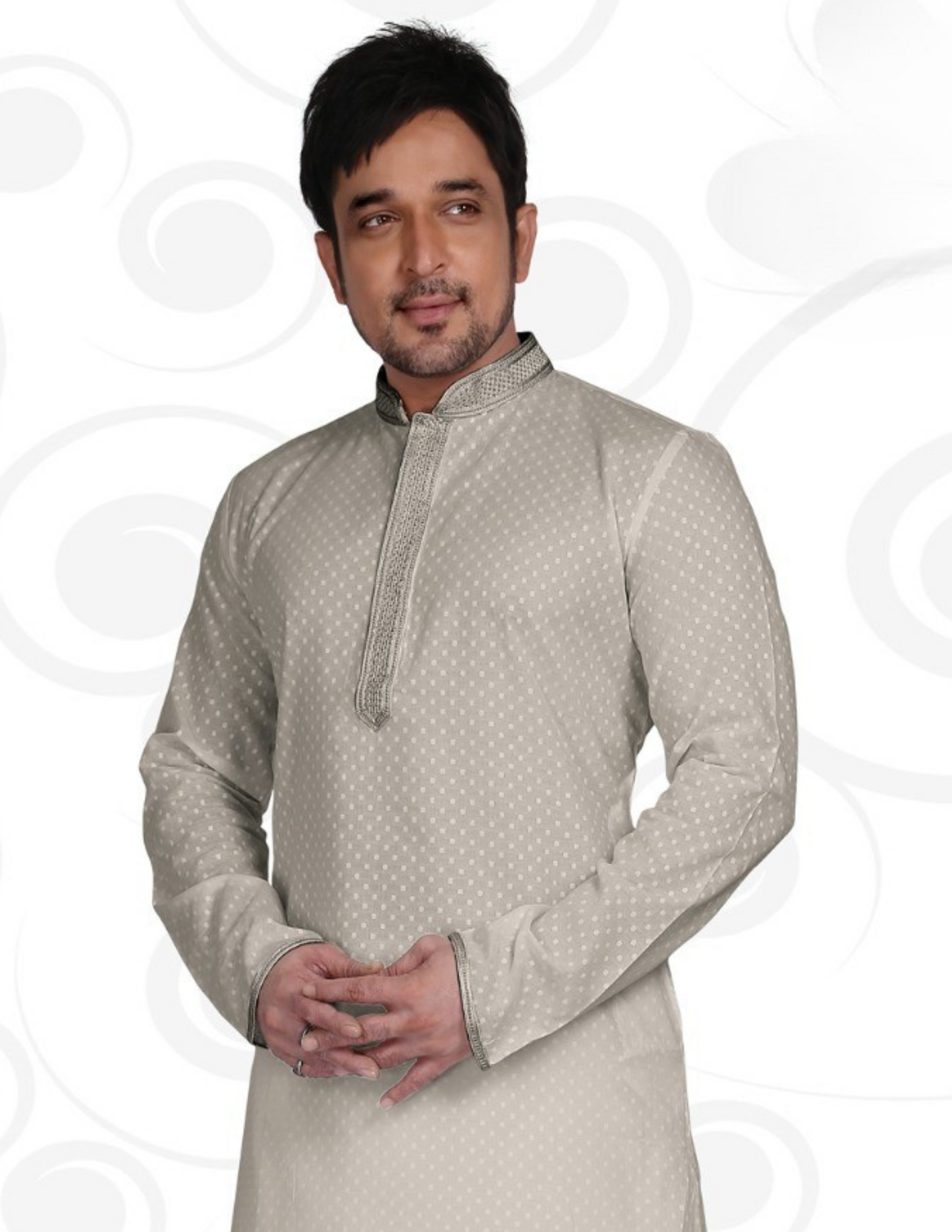 White Lace Work Kurta Pajama Set For Men Near Me