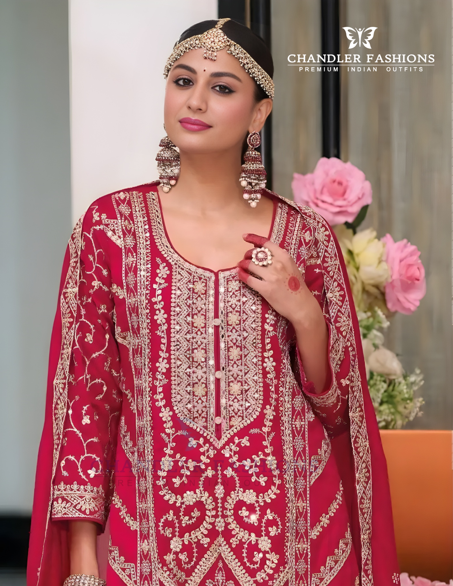Dark Pink Color Heavy Silk With Embroidery Work Palazzo Suits Near Me