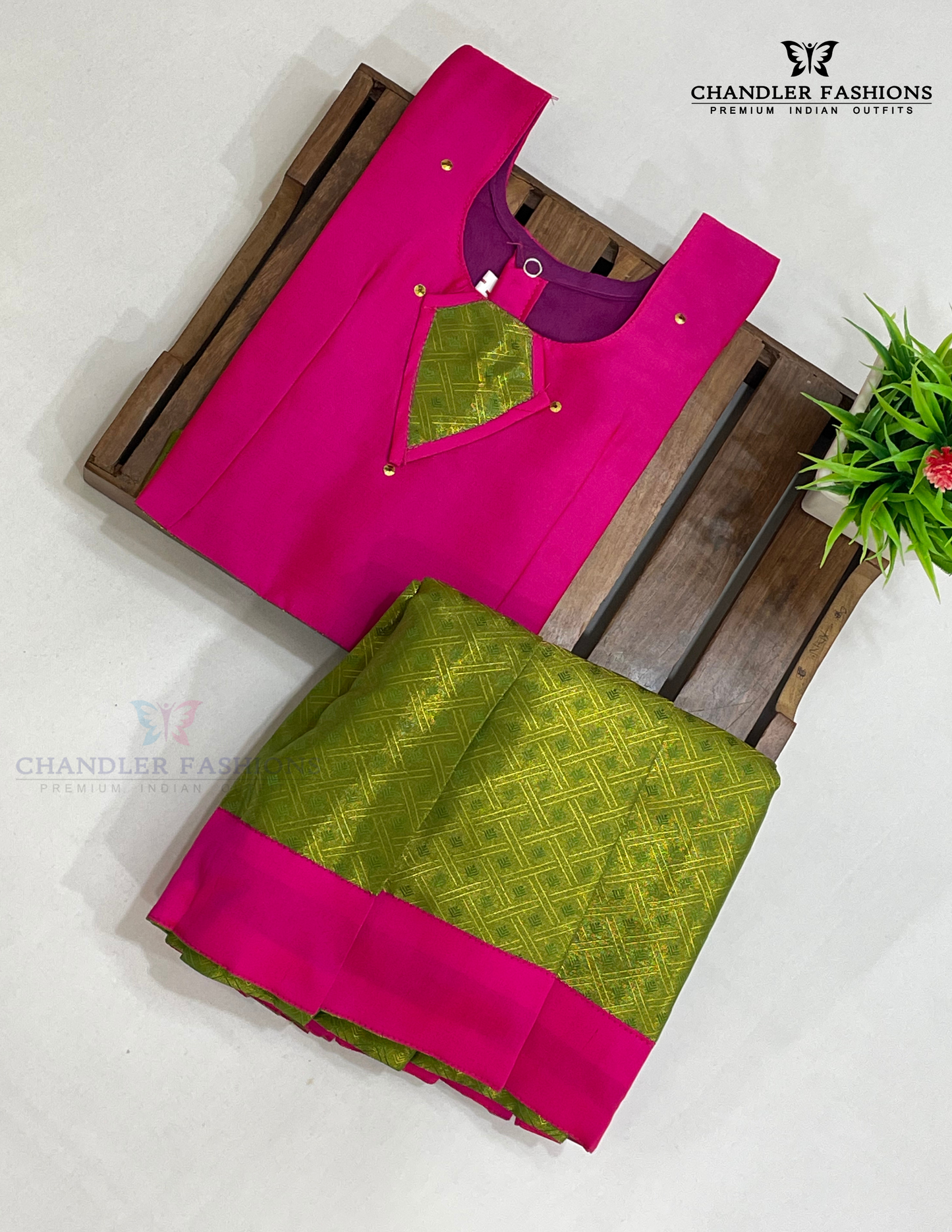 Alluring Pink Colored Self Design Silk Langa Sets Near me