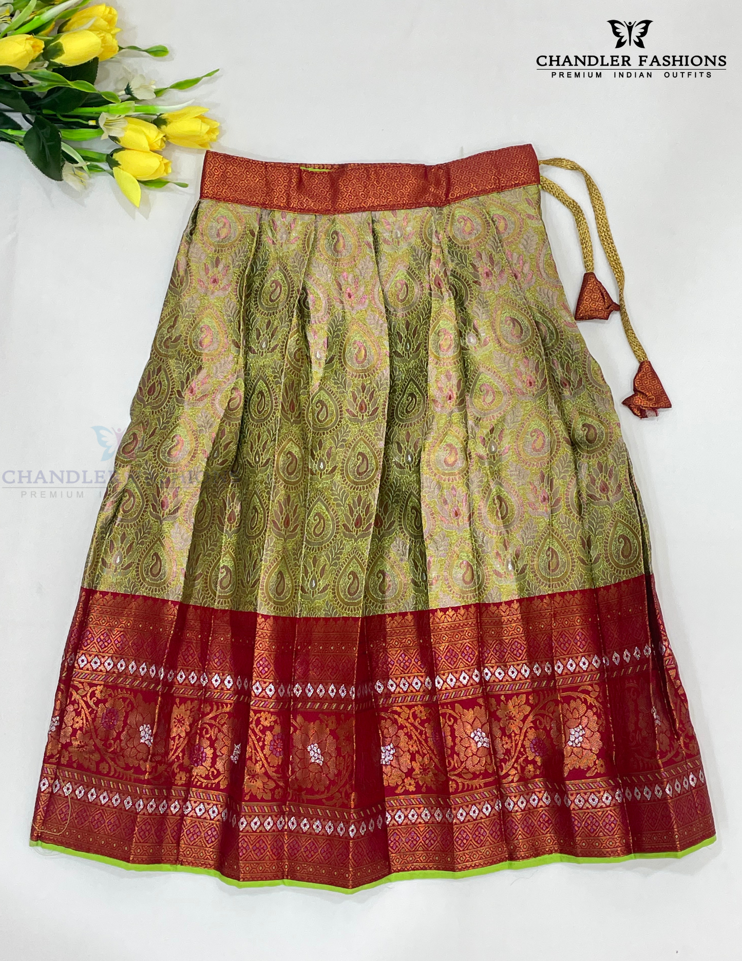 Wonderful Maroon Color Silk Langa Set With Stone And Zari Work In Chandler
