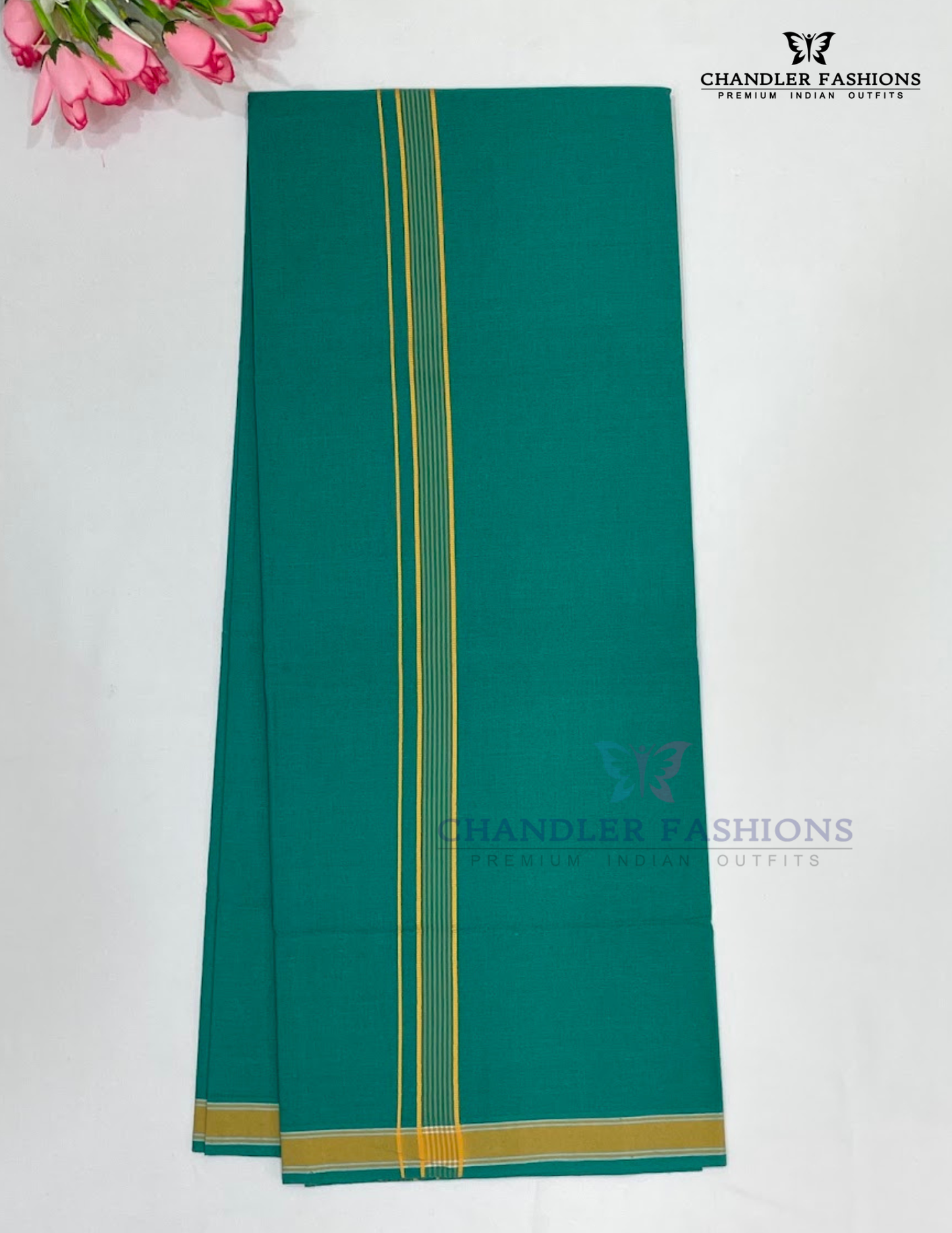 Elegant Rama Green Color Cotton Dhoti Near Me