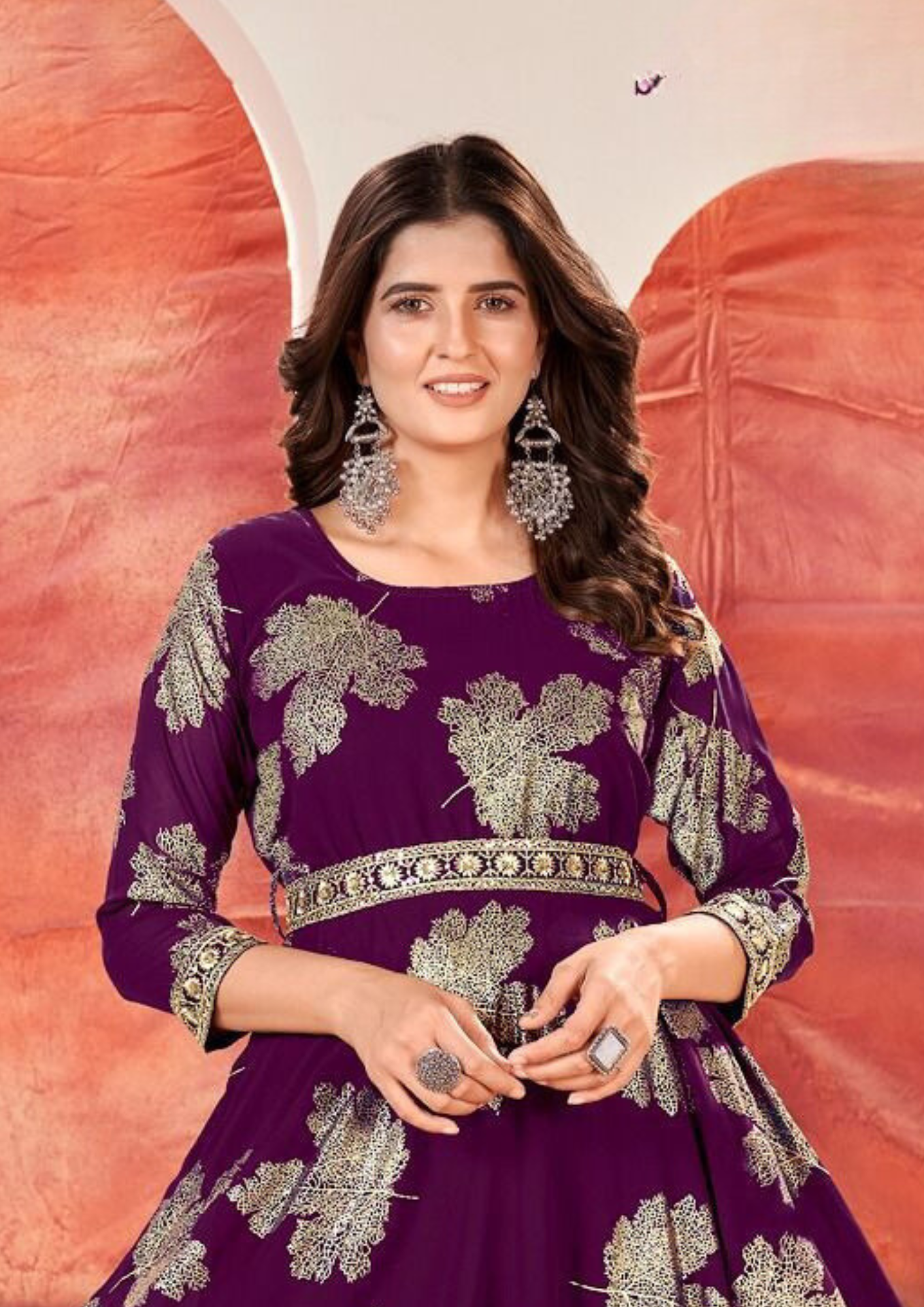 Attractive Purple Color Faux Georgette Kurti Near Me