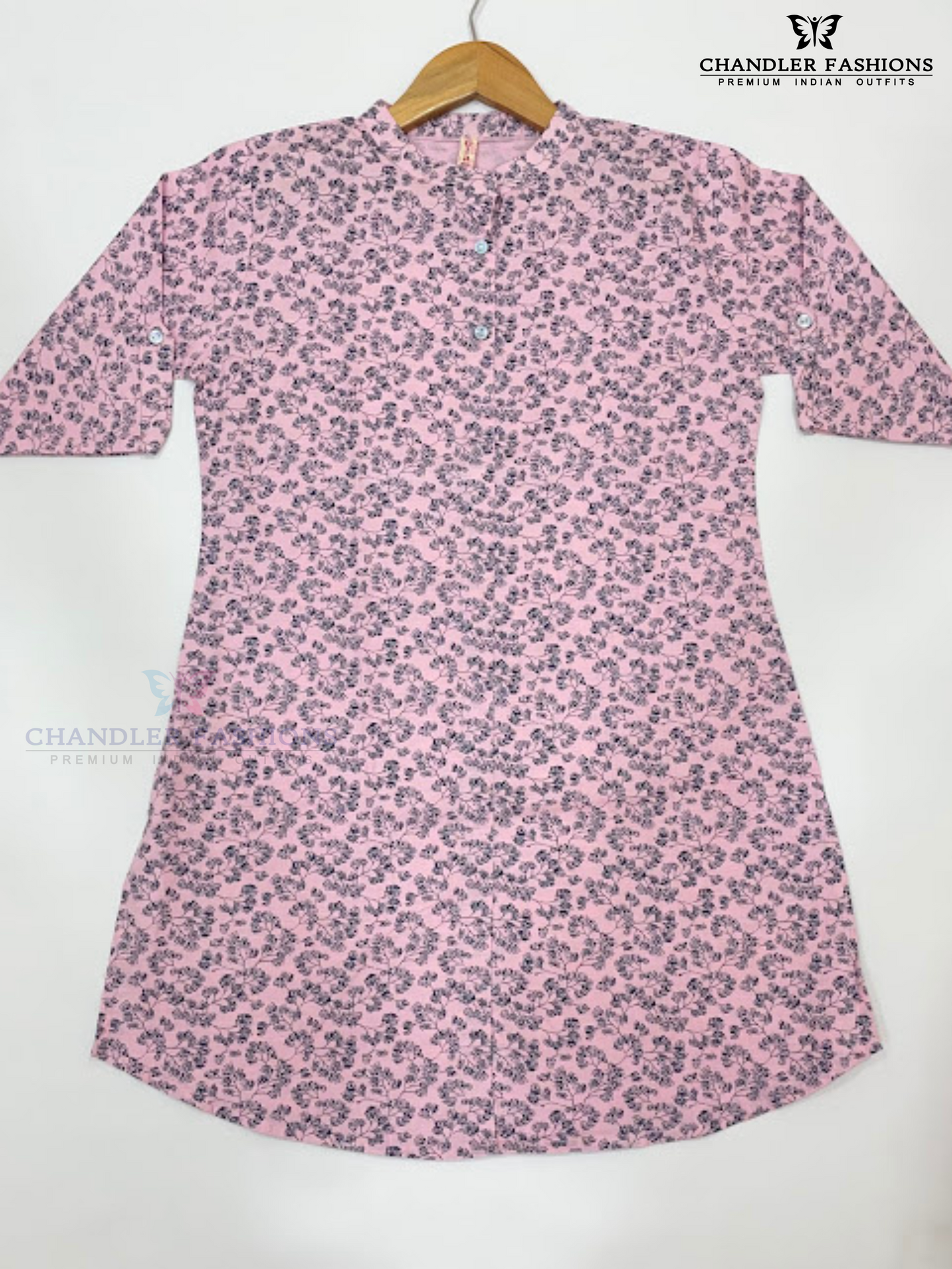 Exquisite Light Pink Cotton Kurti With Printed Work Near M