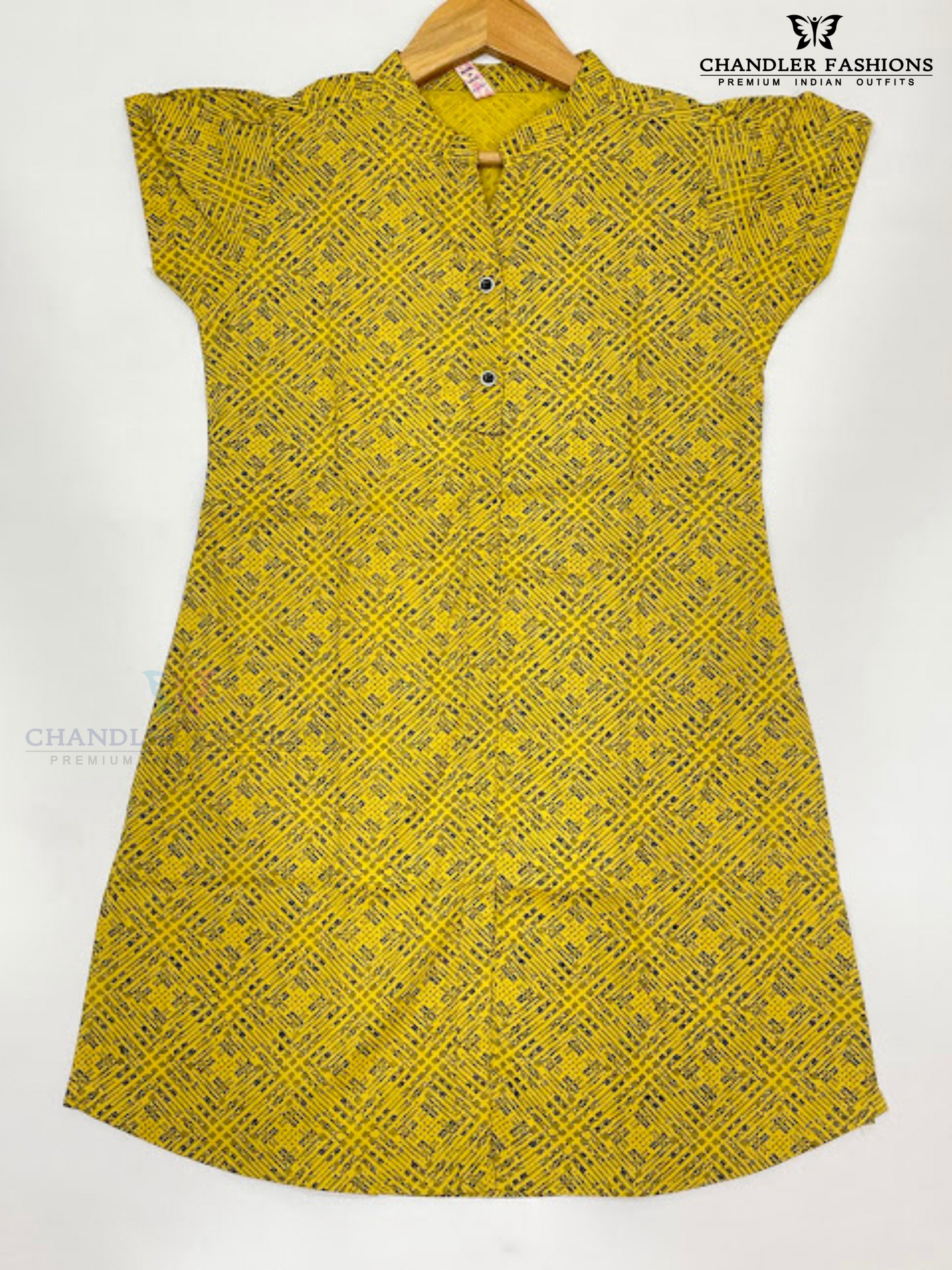 Elegant Mustard Yellow Color Cotton Kurti With Printed Work Near Me