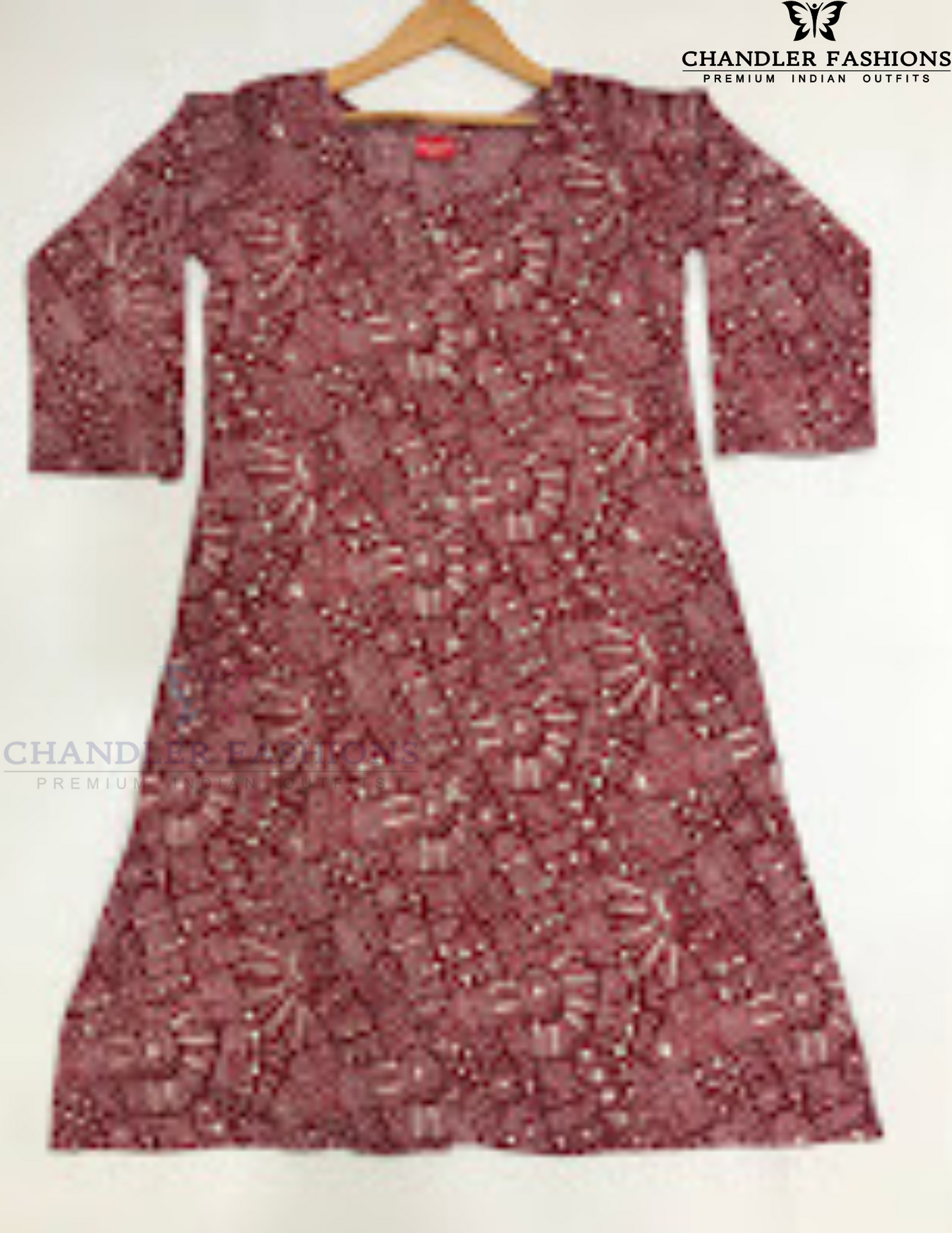Beautiful Maroon Color Rayon With Printed Work Kurti In Mesa
