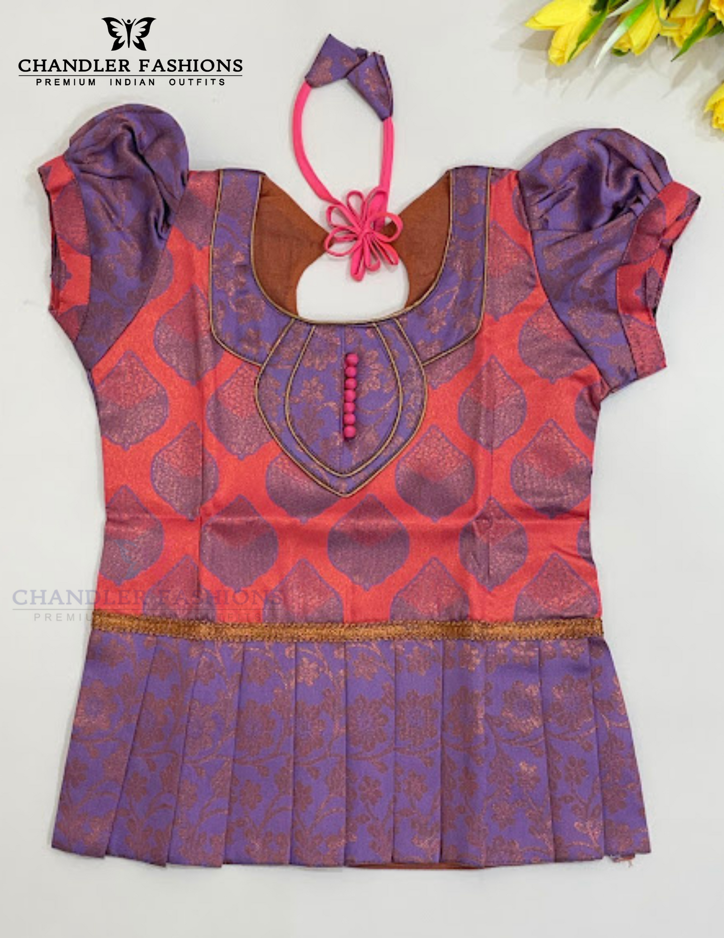 Pink Colored Silk Langa Sets With Stone Work In Suncity