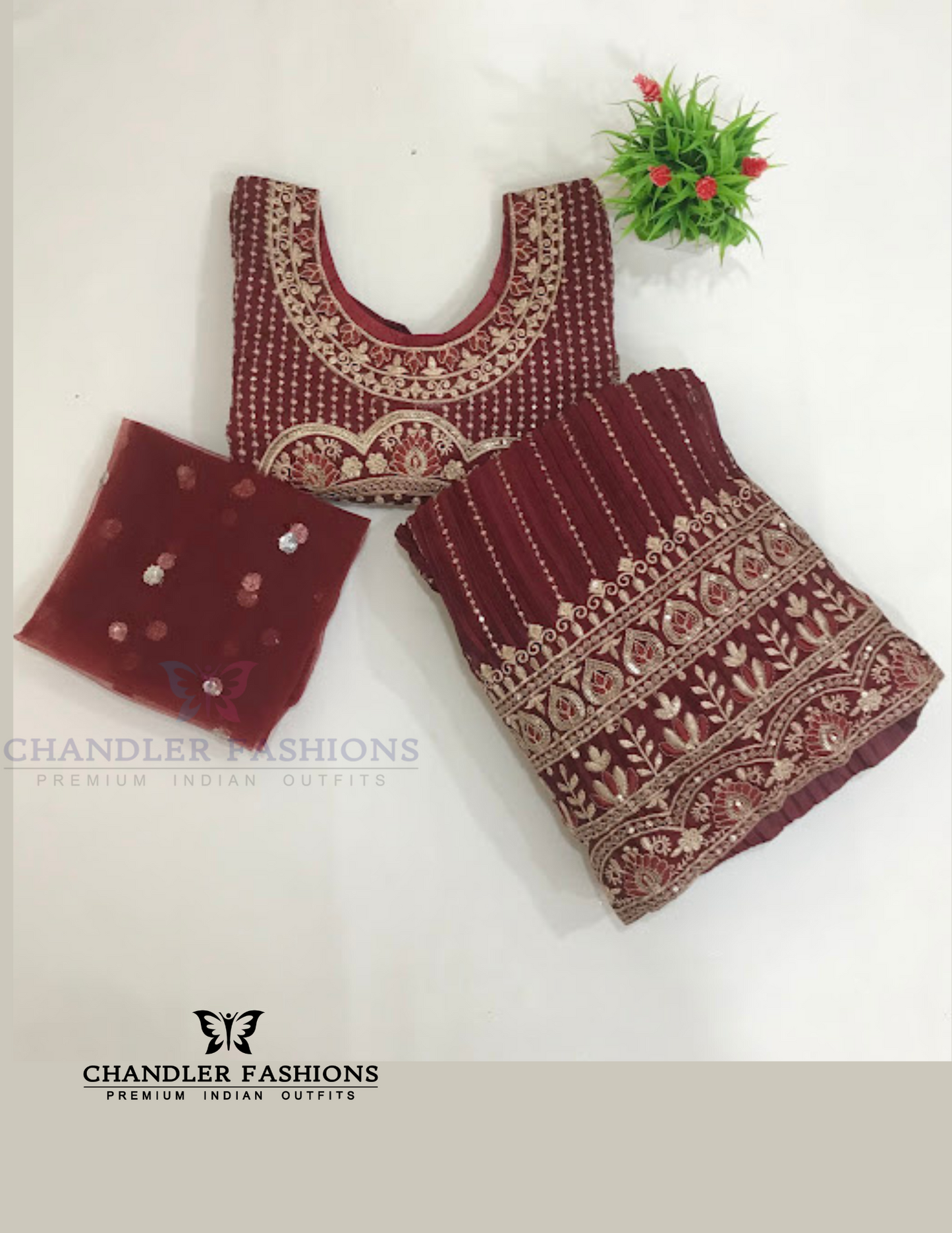 Dark Maroon Color Georgette With Embroidery Work Girls Choli Sets In USA