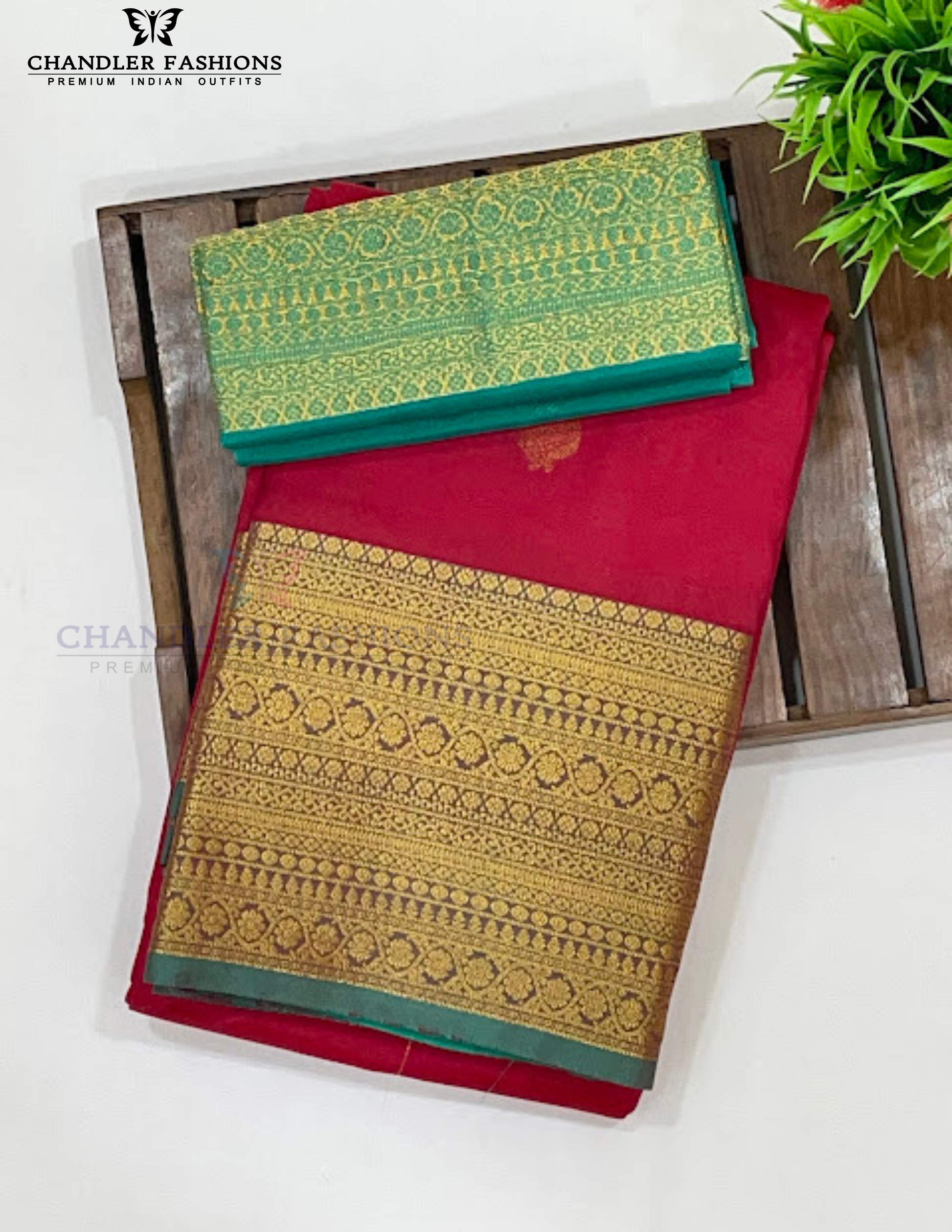 Beautiful Red Color Pure Kanchi Silk With Gold Zari Work Saree Near Me