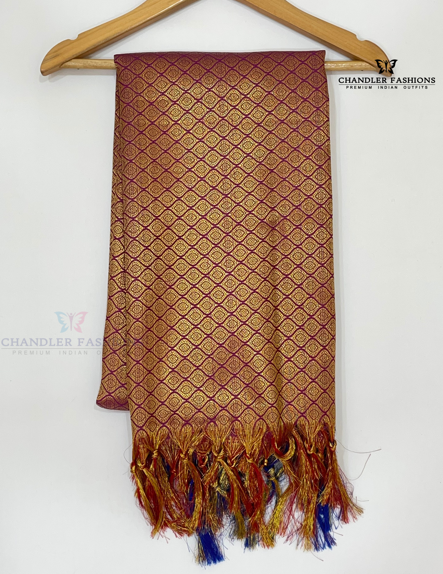Charming Purple Color Art Silk Shawl With Zari Work Near Me