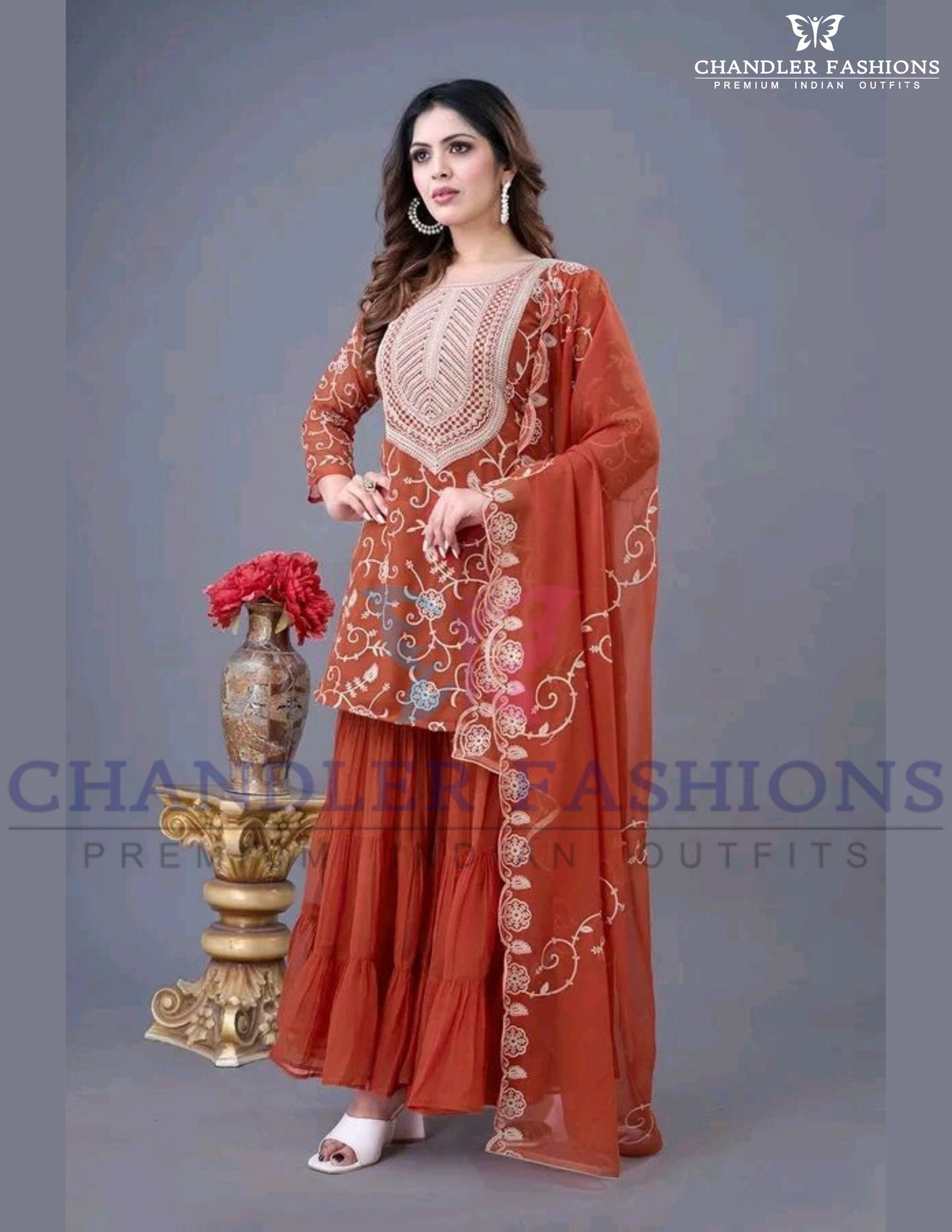 Embroidered Work Sharara Suits For Women Near Me