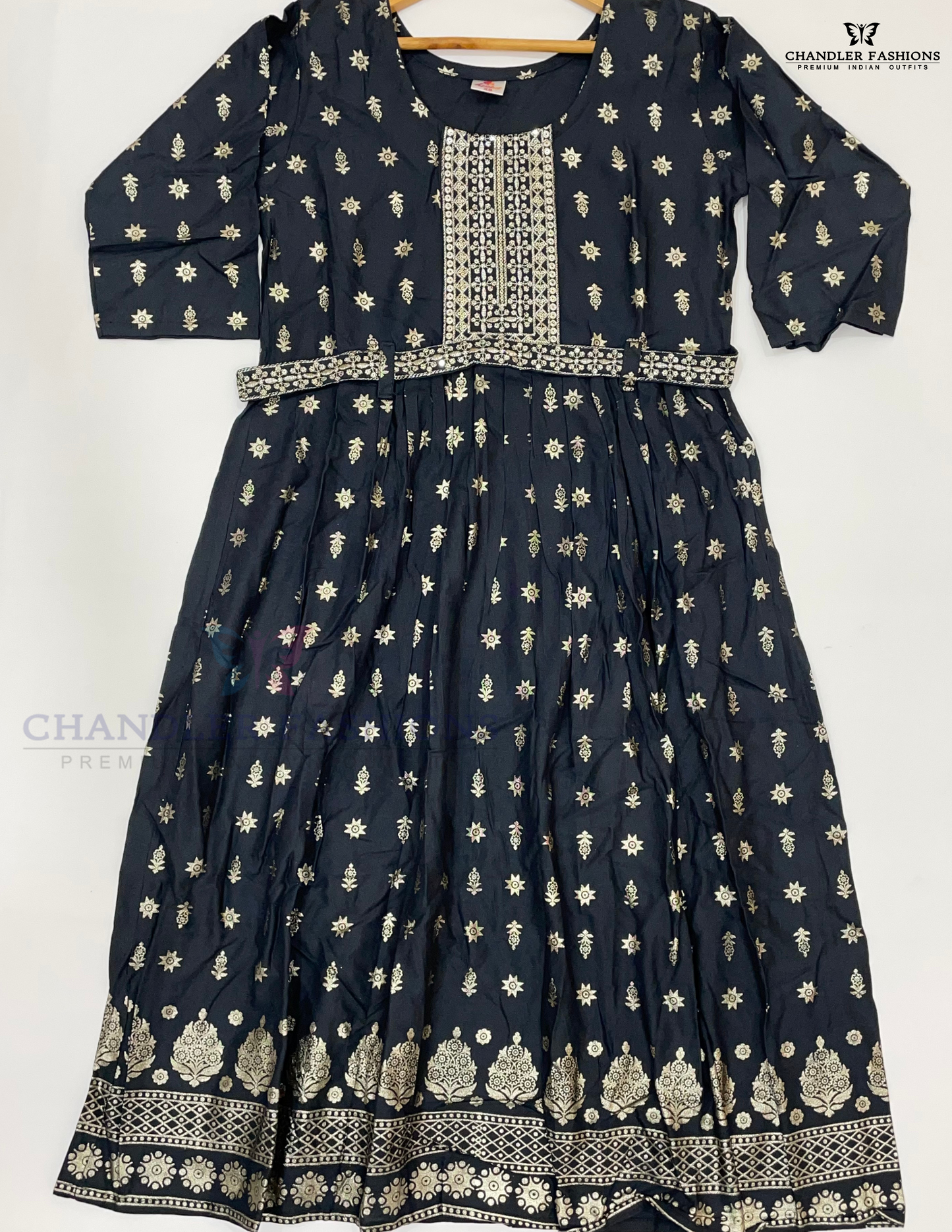 Black Color Sequins Thread Embroidery Work Kurti In USA