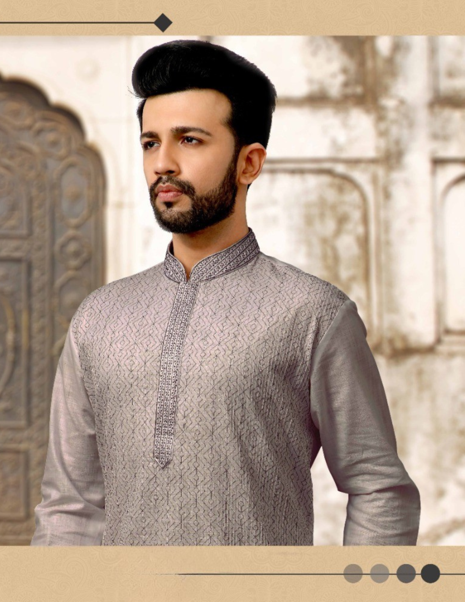 Graceful Gray Slub Silk Men's Kurta With Pajama Set Near Me