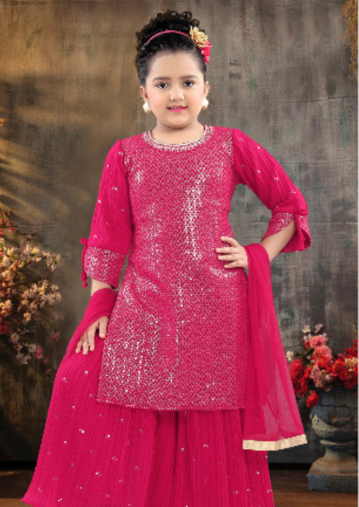 Georgette Embroidery Work Sharara Suit For Girls Near Me