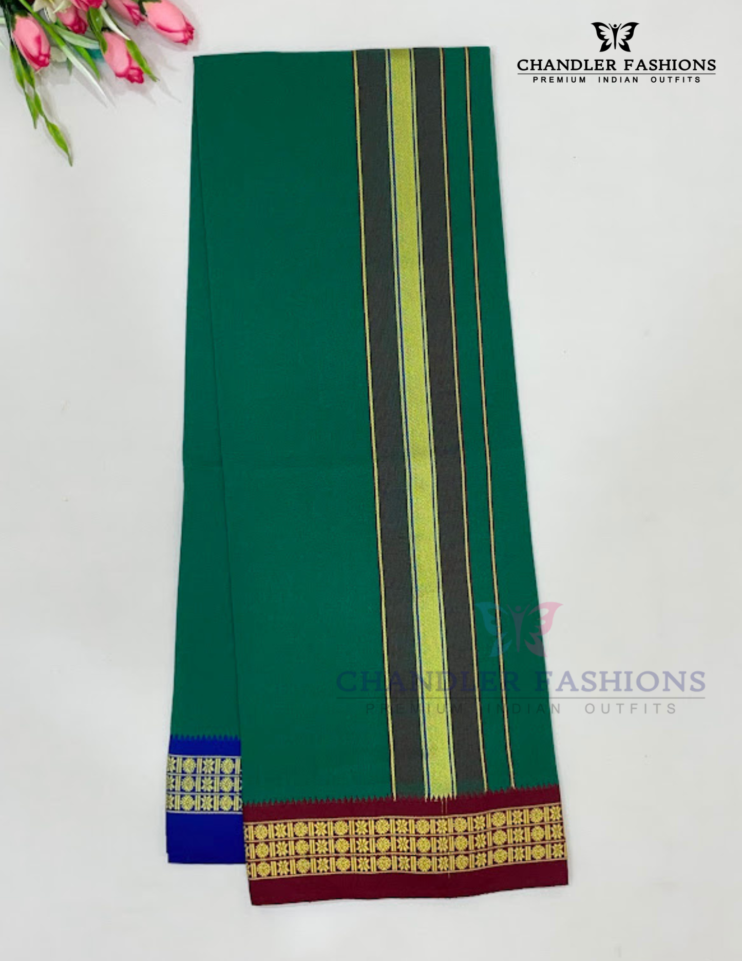 Stunning Green Color Cotton Dhoti Near Me