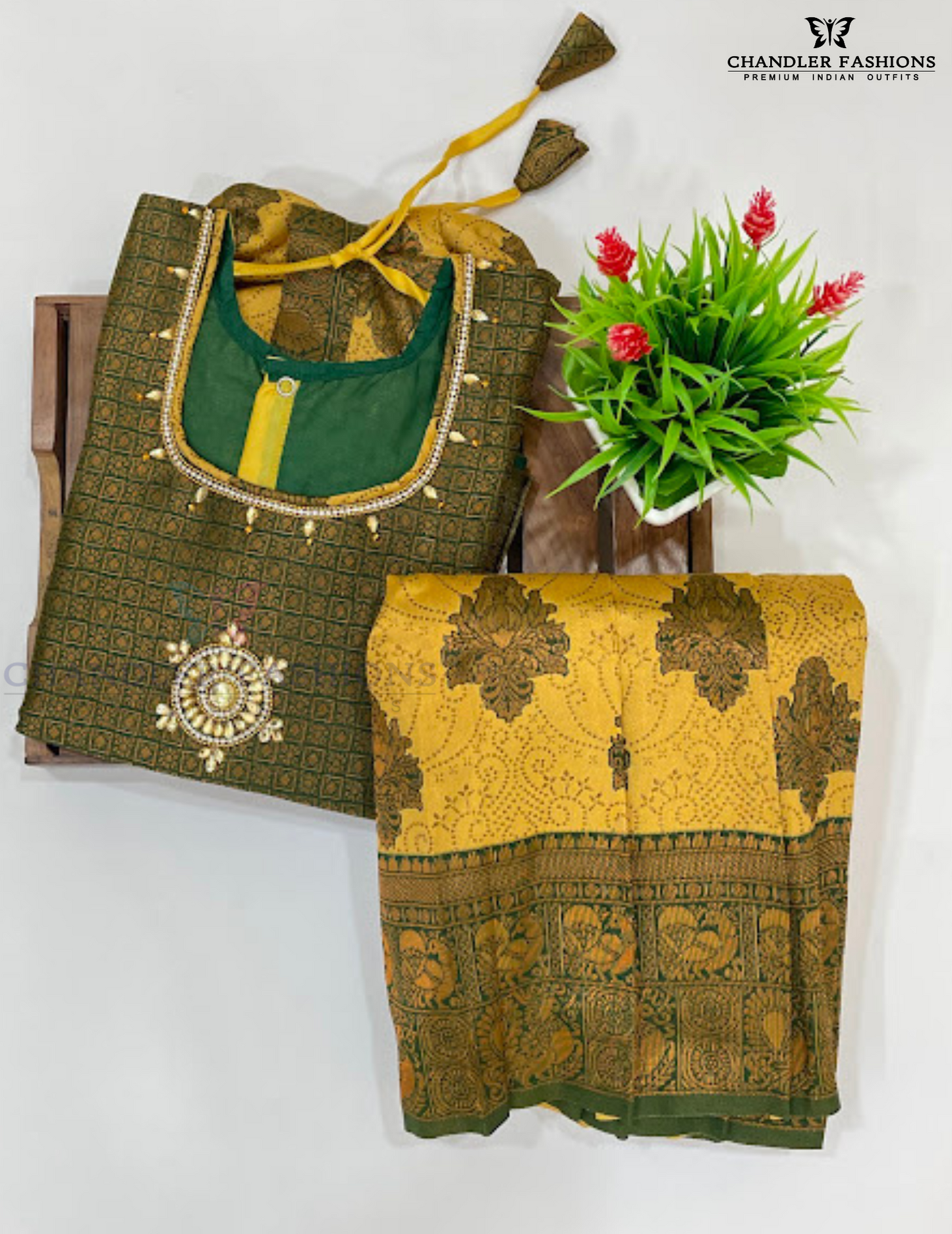 Beautiful Green Color Art Silk Langa Sets With Stone Work For Girls In USA