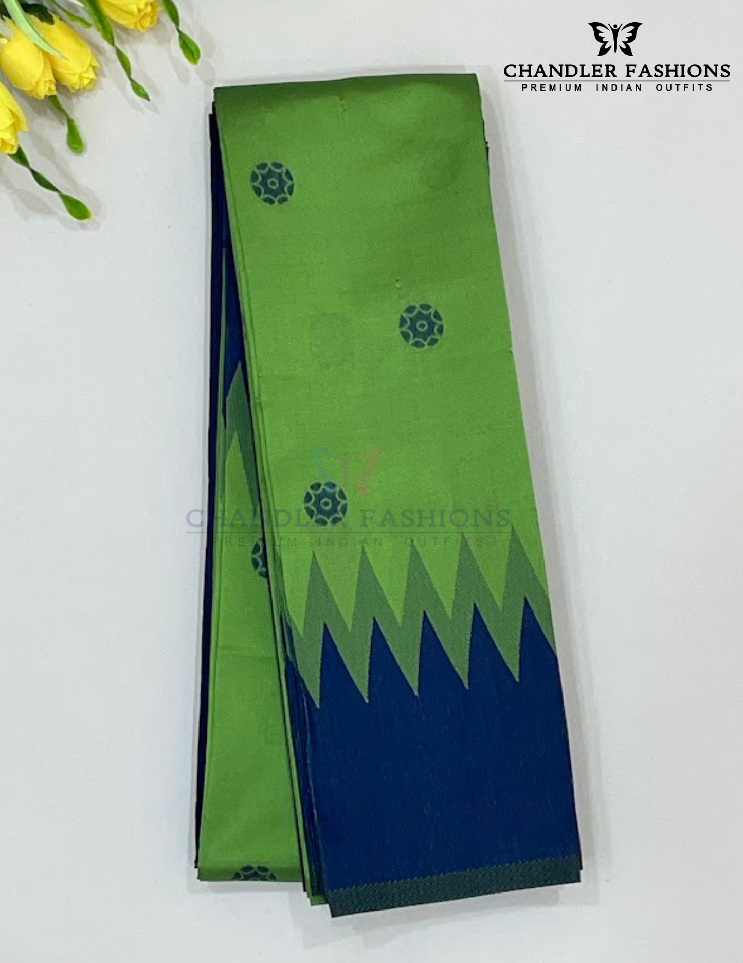 Stunning Light Green Color Floral Motifs Pure Kanchi Silk Saree For Women