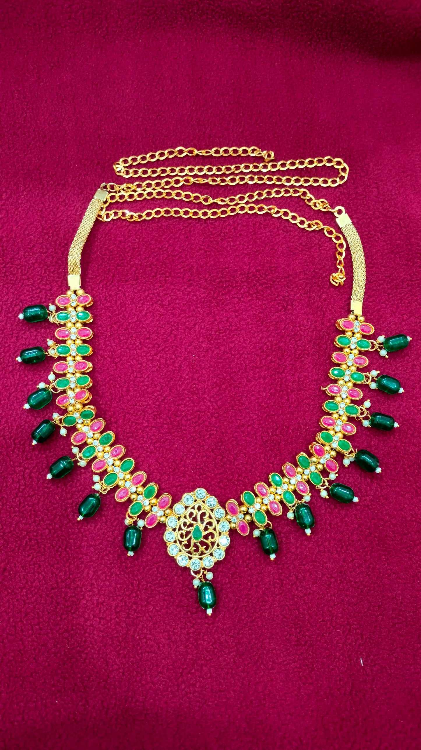 Beads And Stone Worked Antique Gold Hip Chain In Chandler