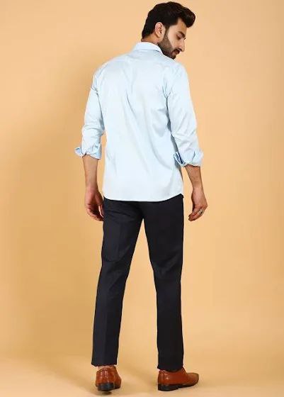 Light Blue Color Silk Formal Shirt In USA