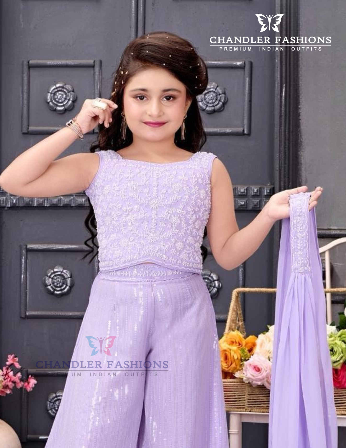 Lavender Color Georgette Palazzo Suits Near Me
