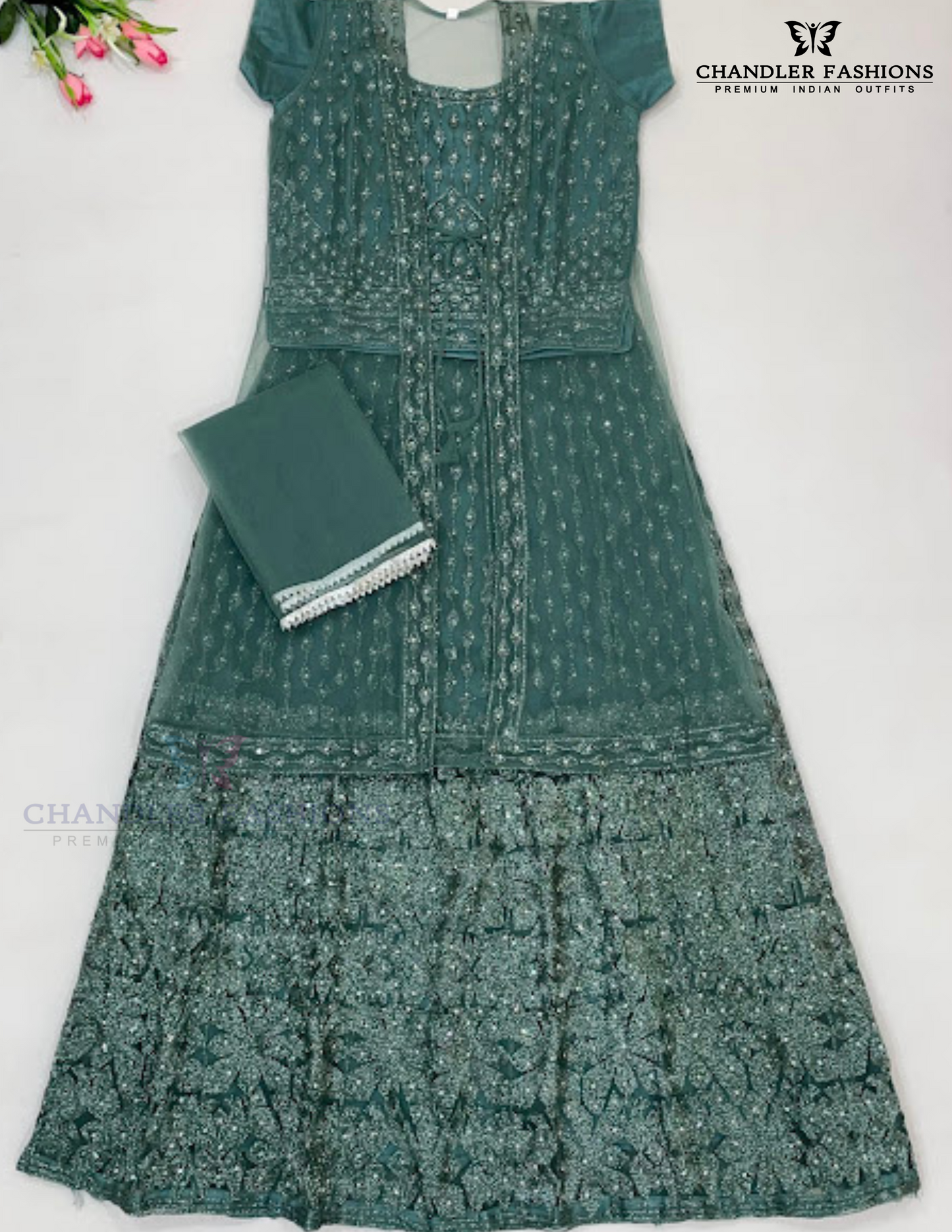Green Color With Stone And Work Girls Choli Sets In Mesa