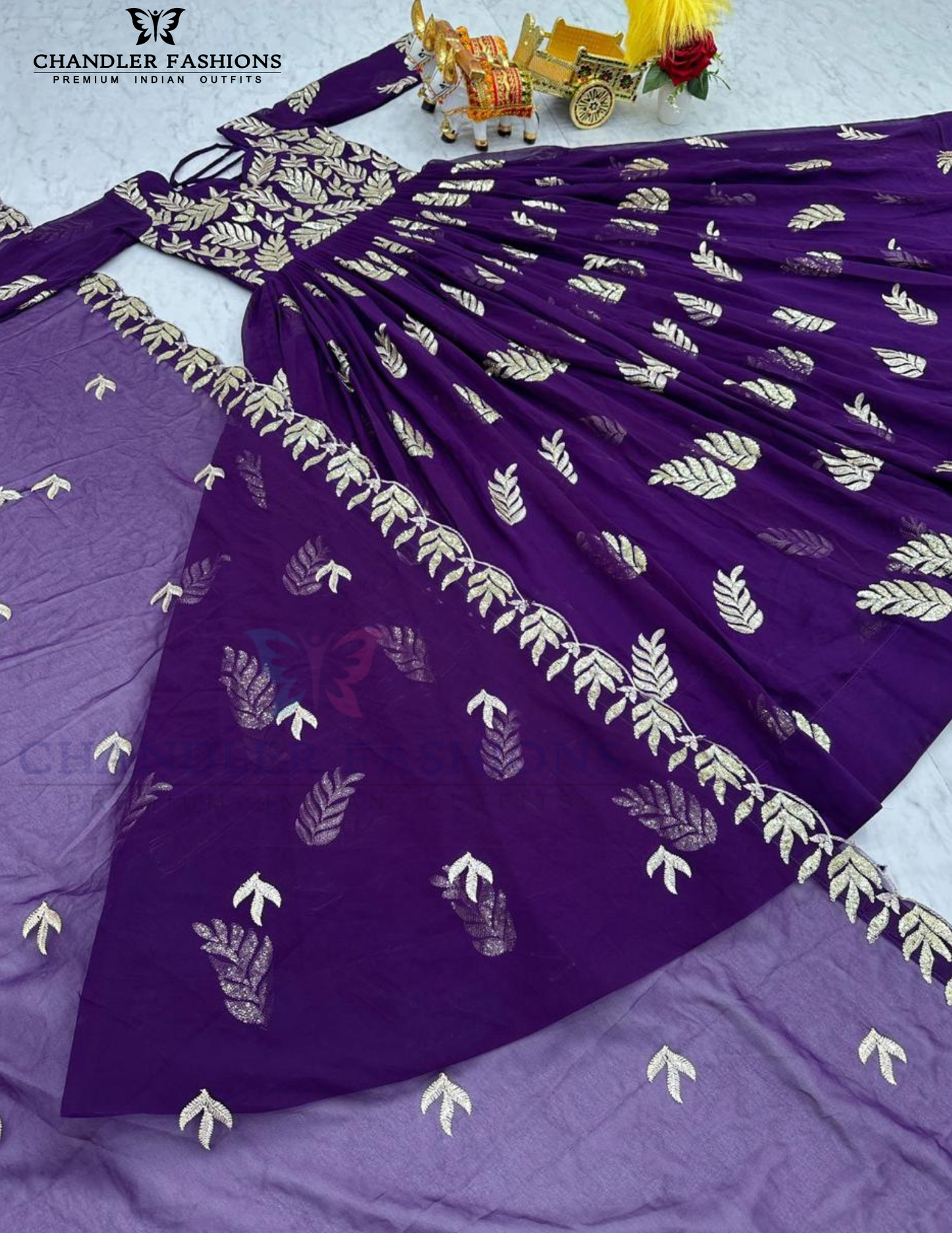 Purple Color Georgette Thread Work Gown In Chandler