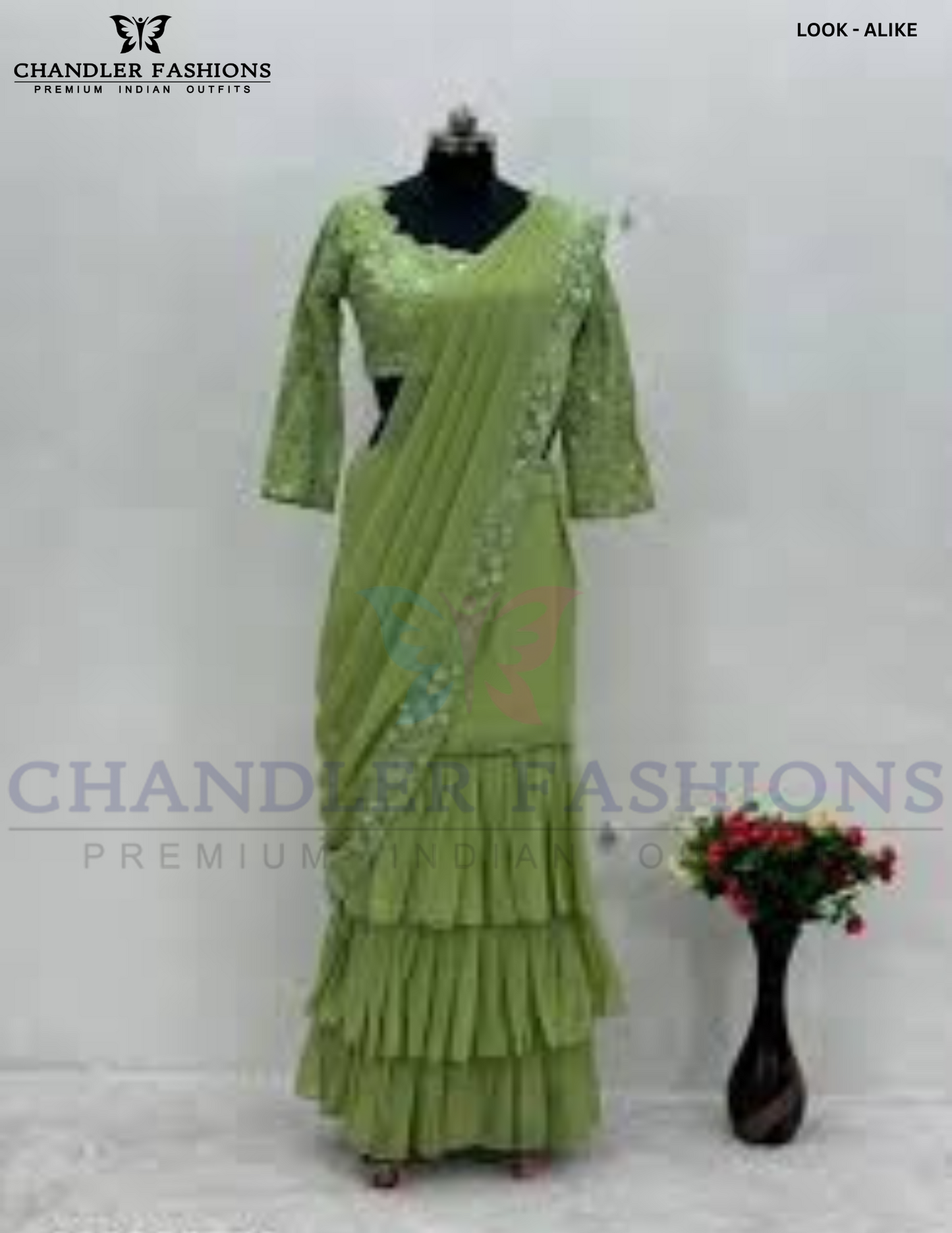 Green Color Ready To Wear Faux Georgette Lehenga For Women in USA