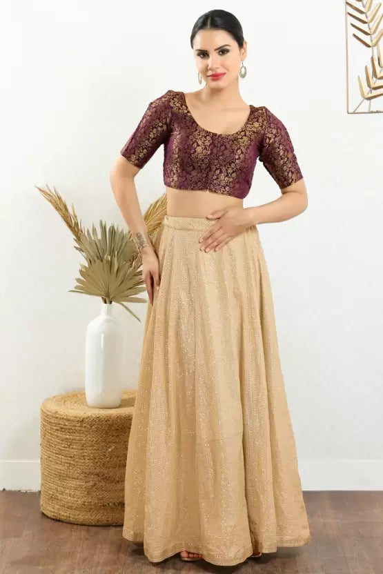 Purple Colored Jacquard Printed Blouse For Women in Chandler