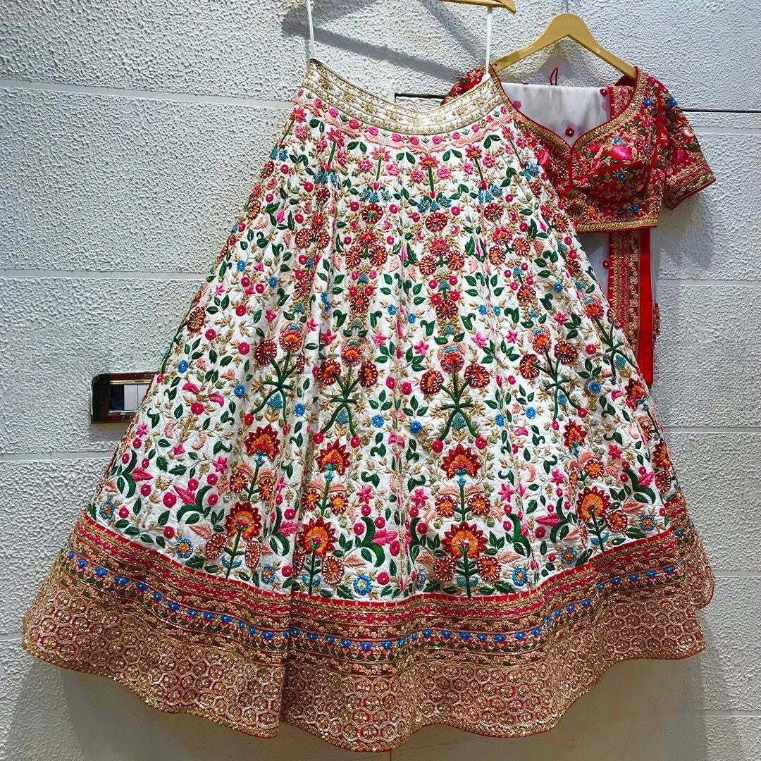 Charming Maroon Color Malay Satin Embroidered Lehenga Choli With Fancy Dupatta