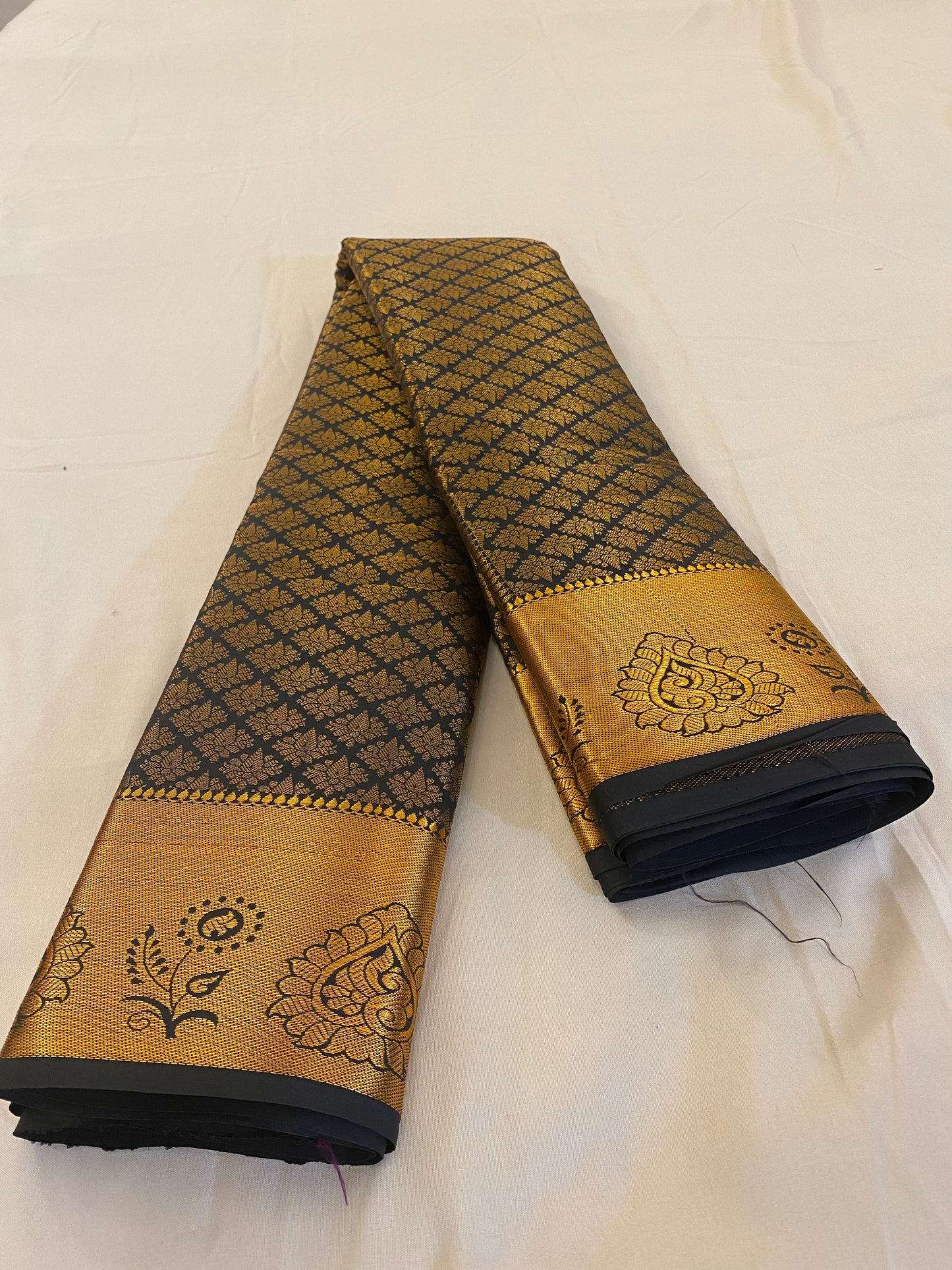 Gorgeous Black Silk Saree with Gold Jari Near Me