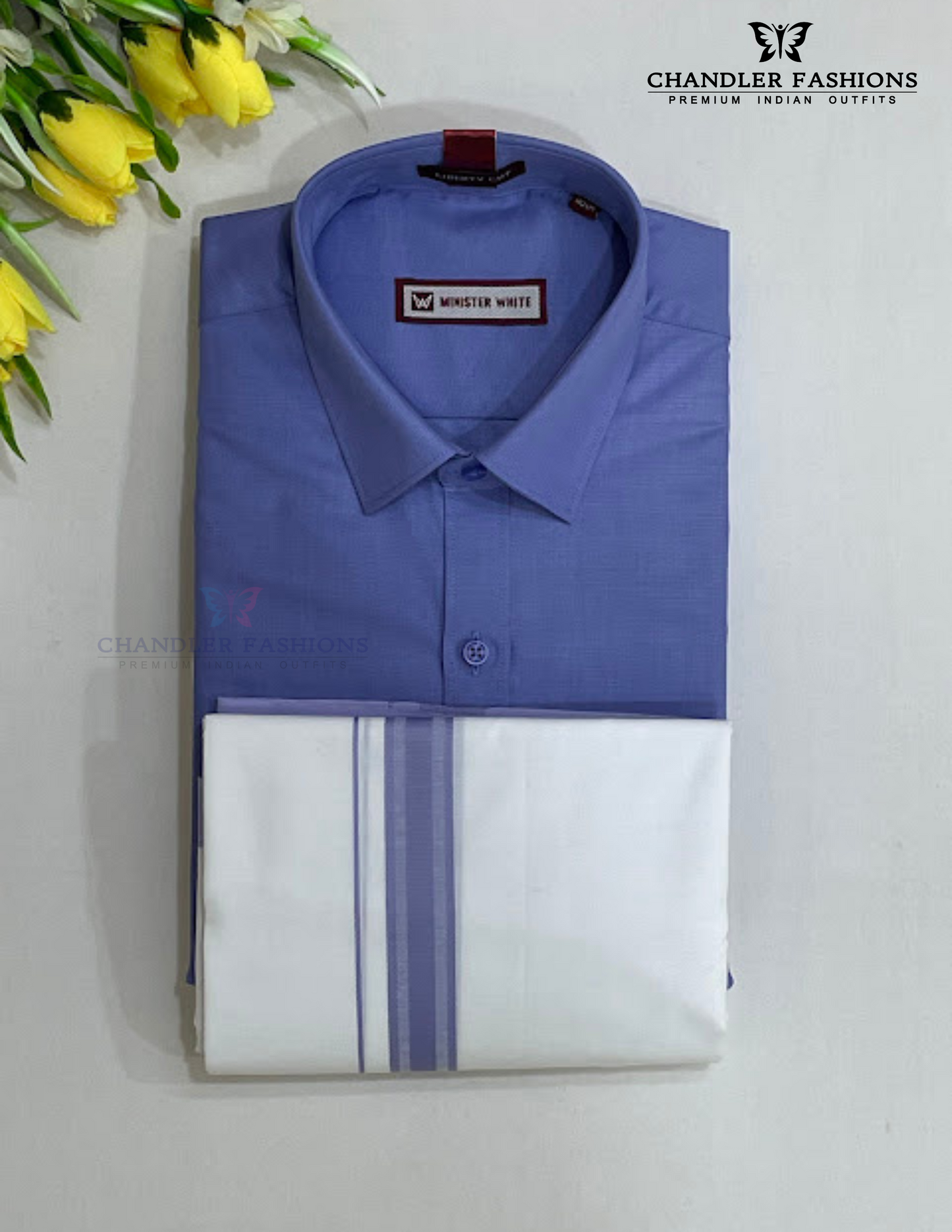 Attractive Lavender Colored Shirt And Dhoti Set For Men