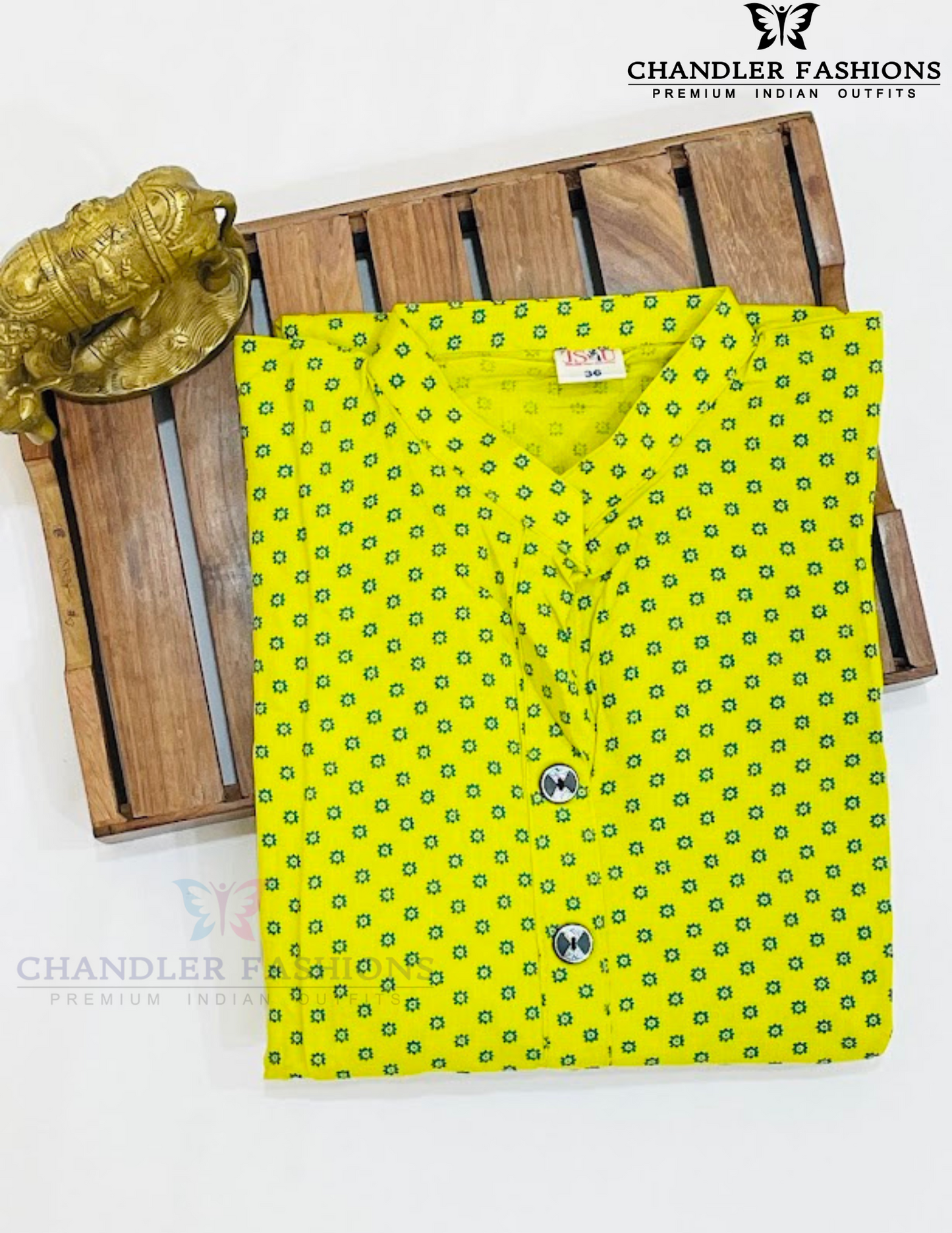 Attractive Lime Green Color Rayon With Printed Work Kurti For Girls In USA