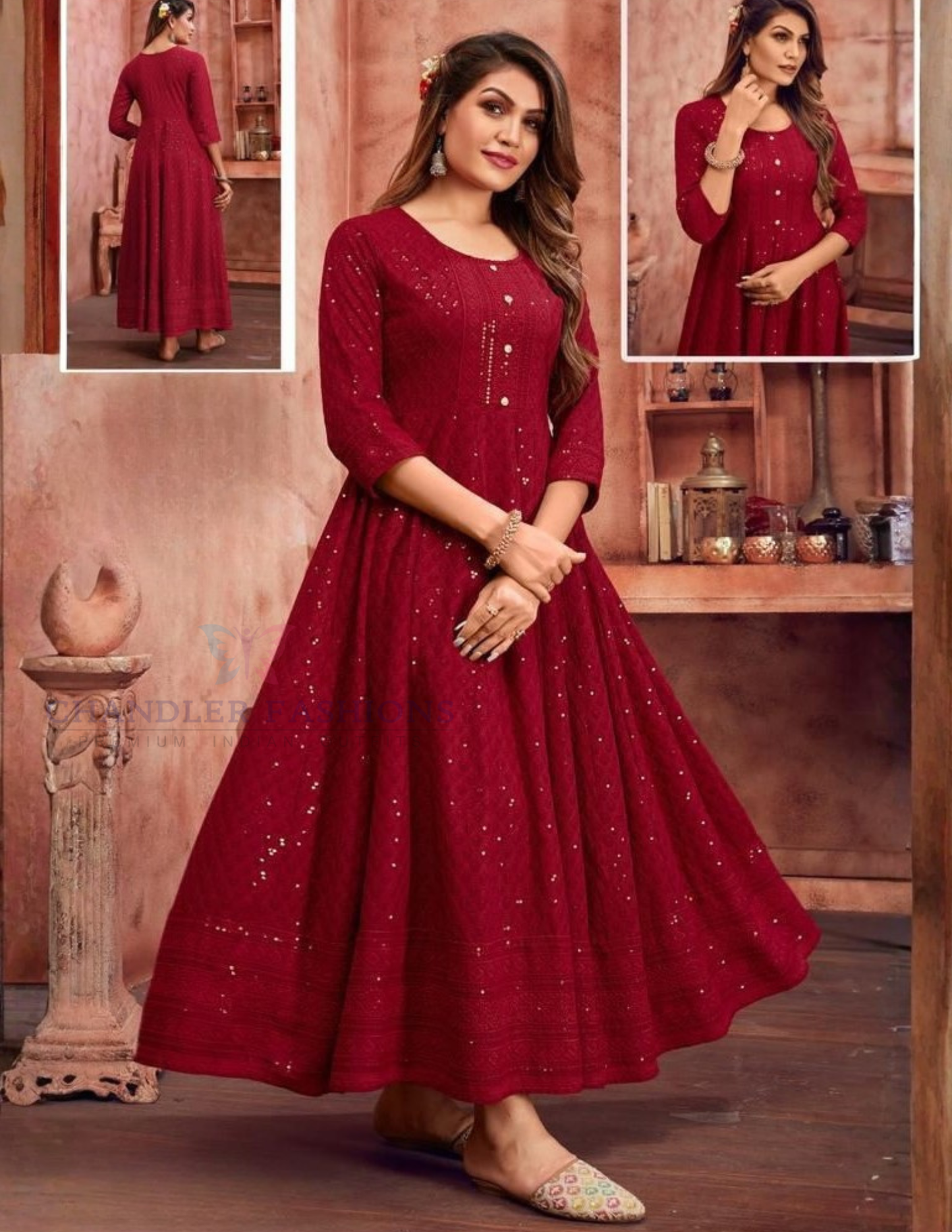 Red Color Anarkali Gown In USA