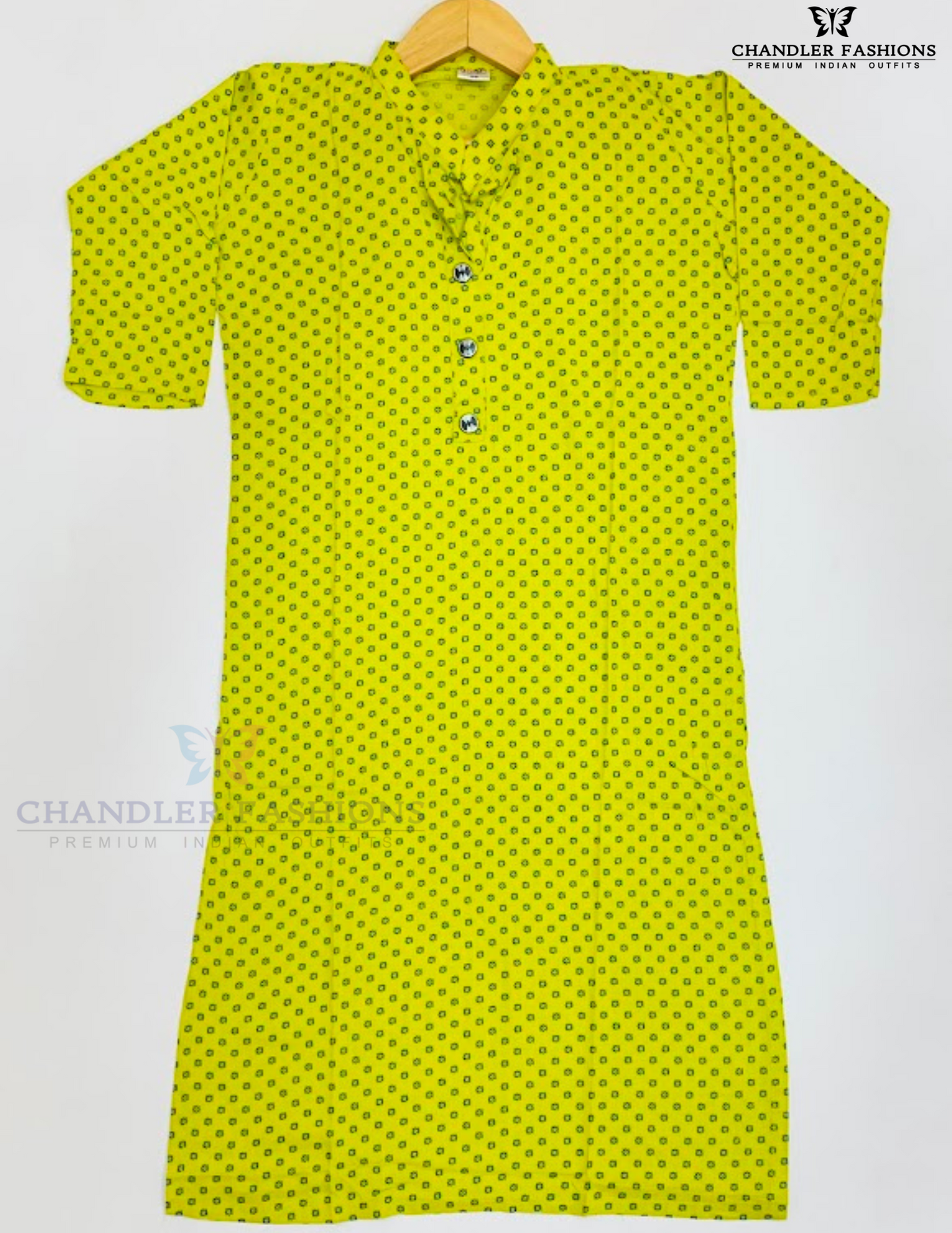 Attractive Lime Green Color Rayon With Printed Work Kurti In Yuma