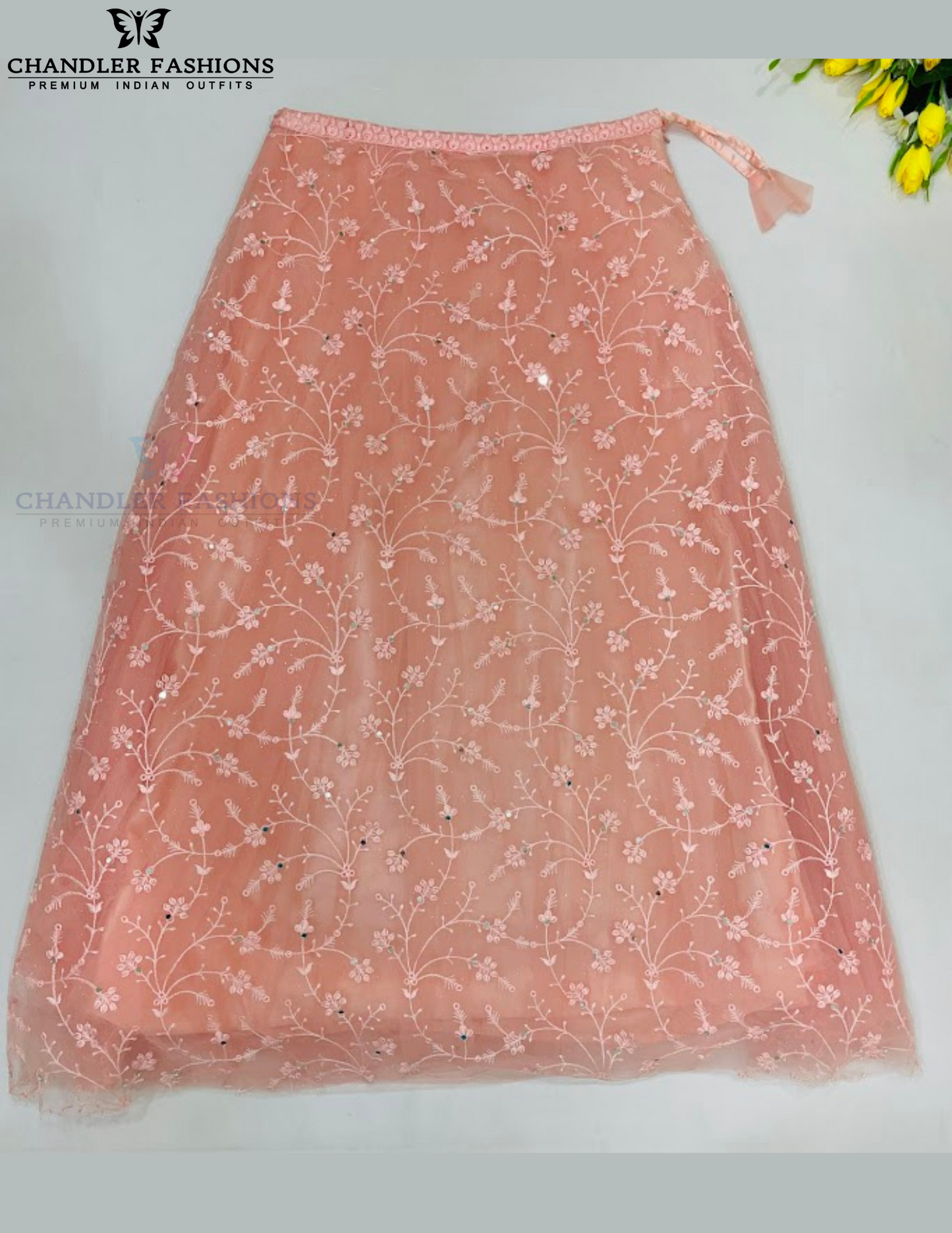 Attractive Peach Colored Stone And Embroidery Work Choli For Girls In USA