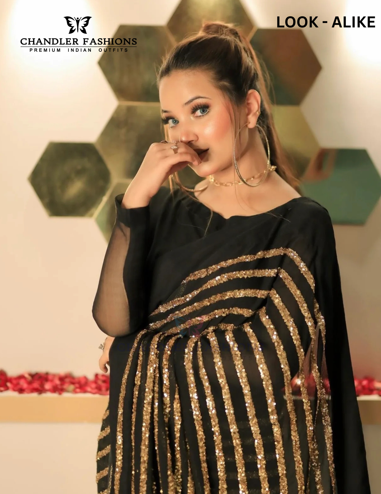 Blooming Georgette Sequins Work Designer Saree In Chandler