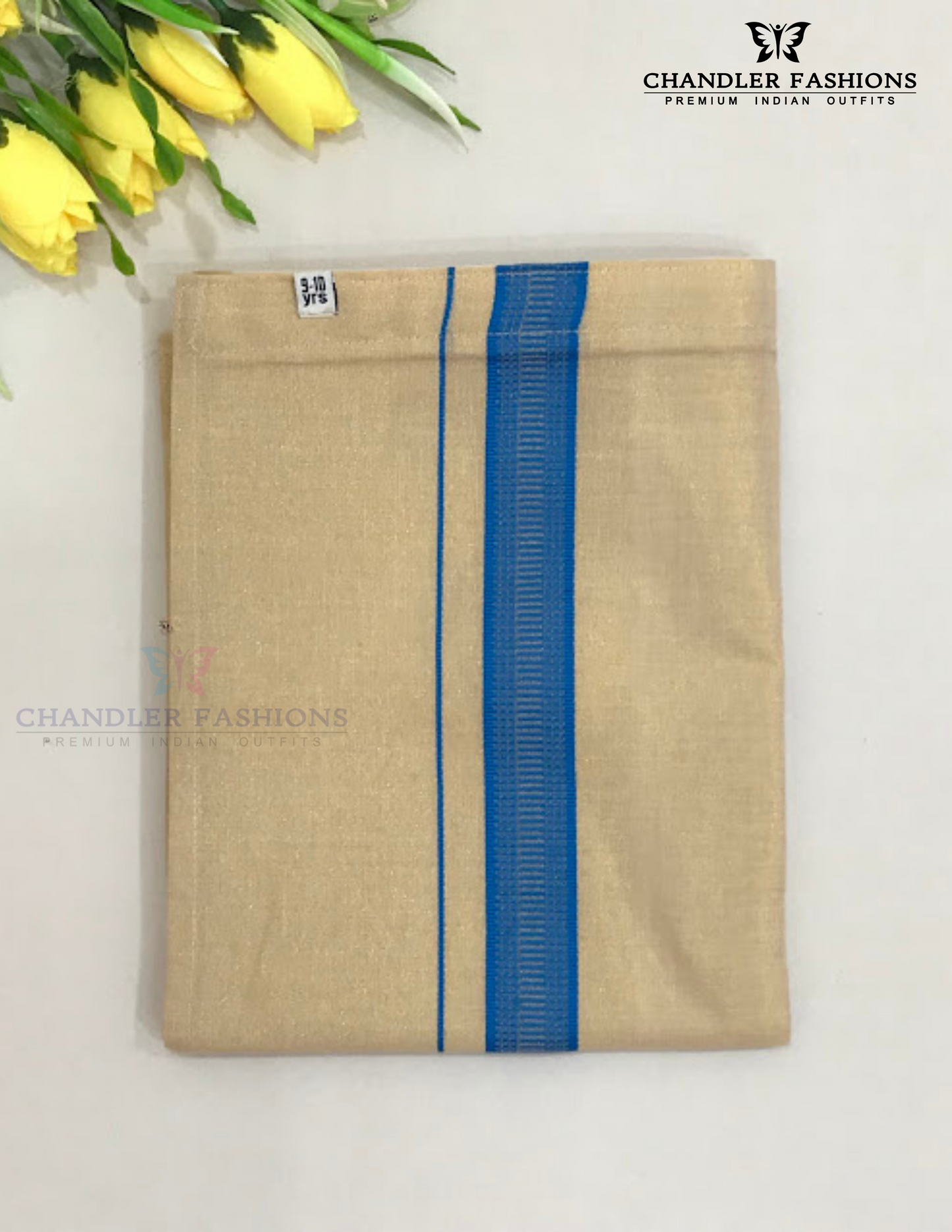 Blue Color Cotton Shirt With Tissue Zari Work Dhoti Set In Mesa