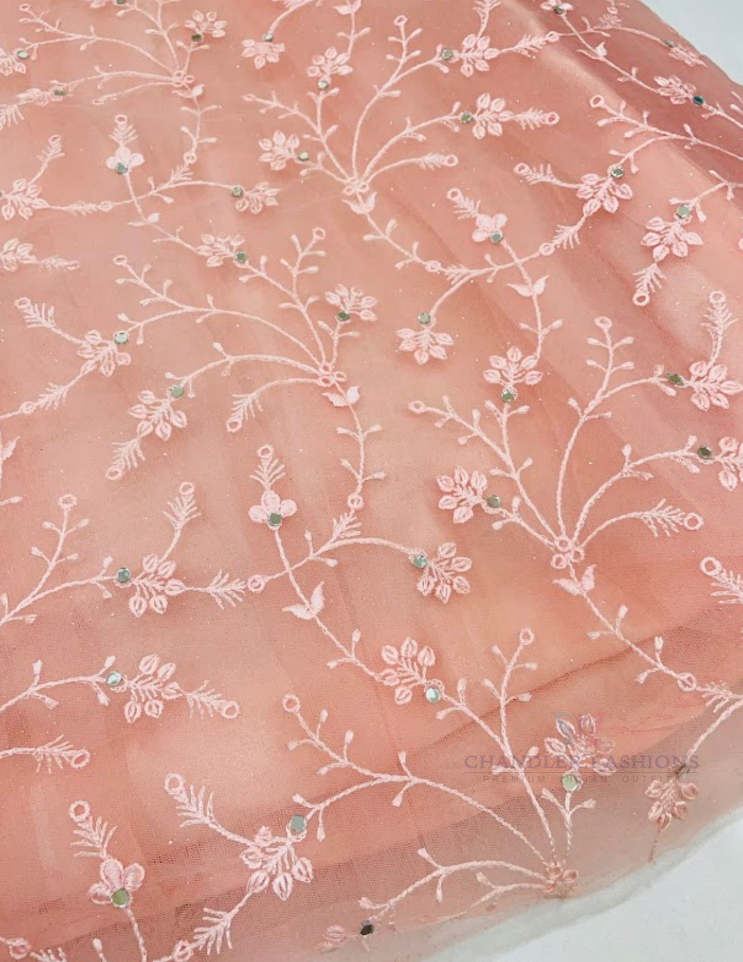 Attractive Peach Colored Stone And Embroidery Work Choli In Mesa