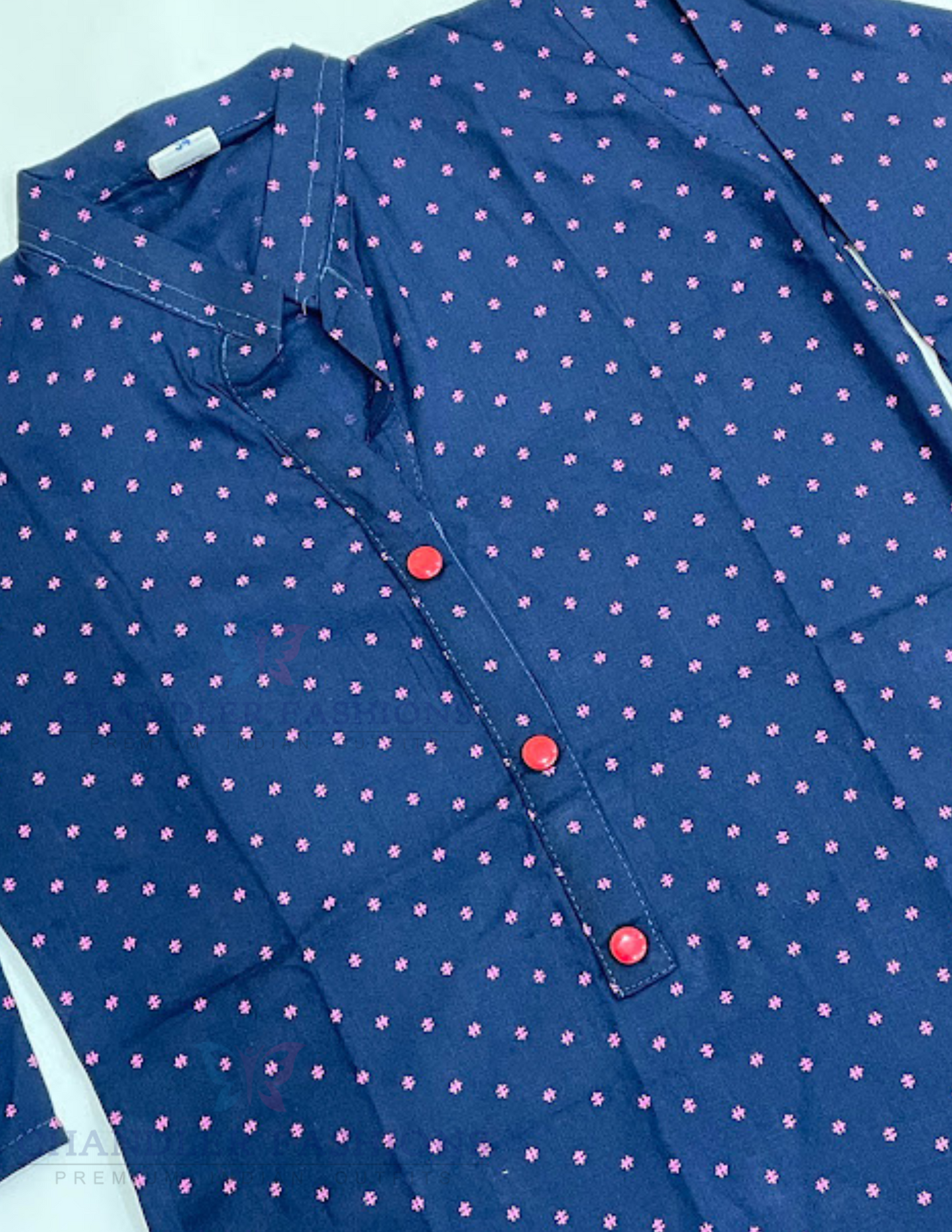 Attractive Blue Color With Printed Work Rayon Kurti In AZ