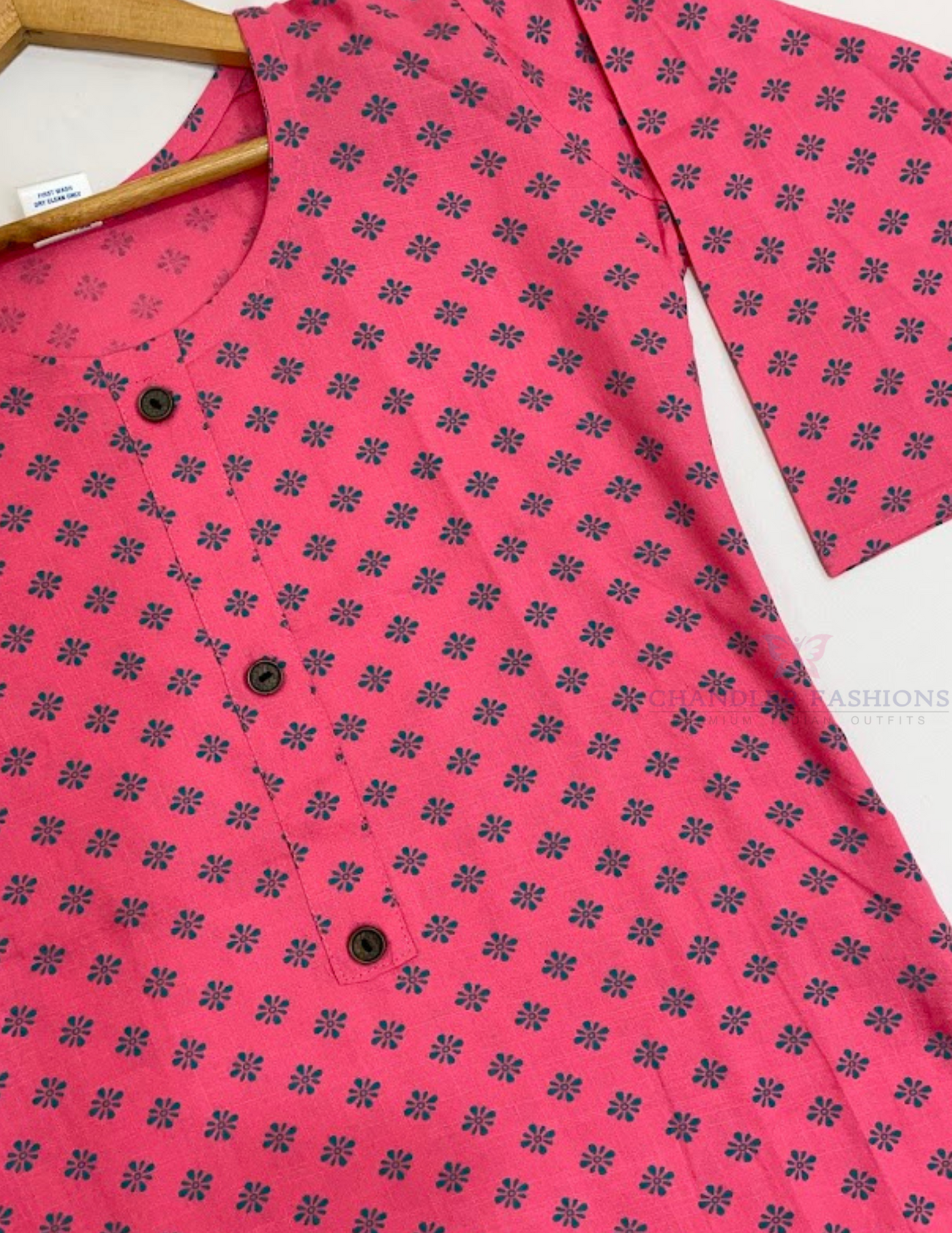 Pink Color Rayon With Printed Work Kurti In Yuma
