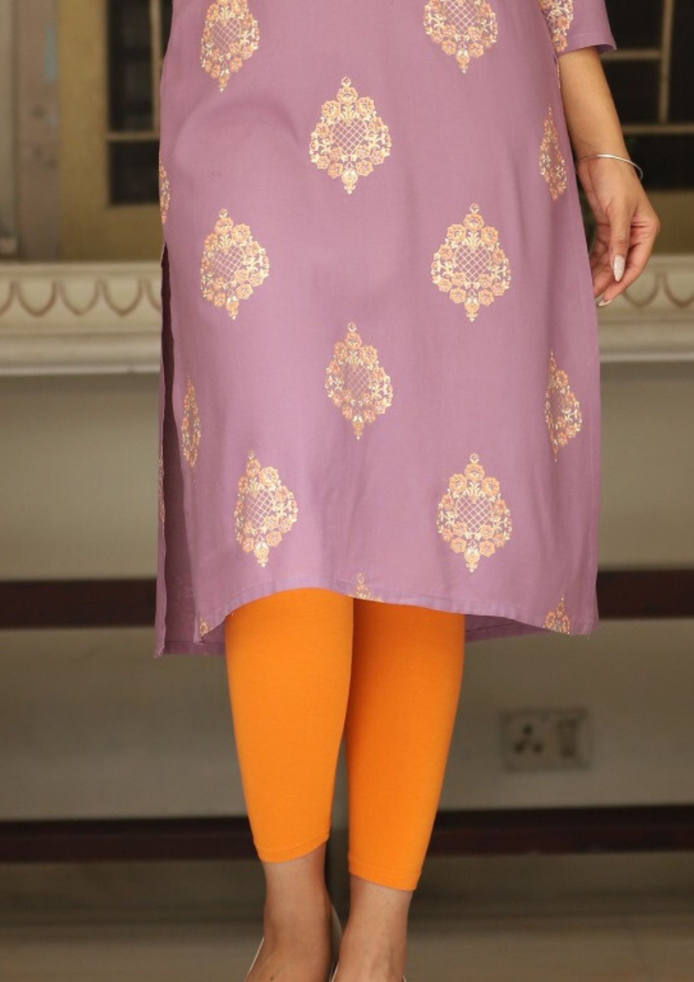 Stunning Purple Color Rayon Gold Print Kurti In USA