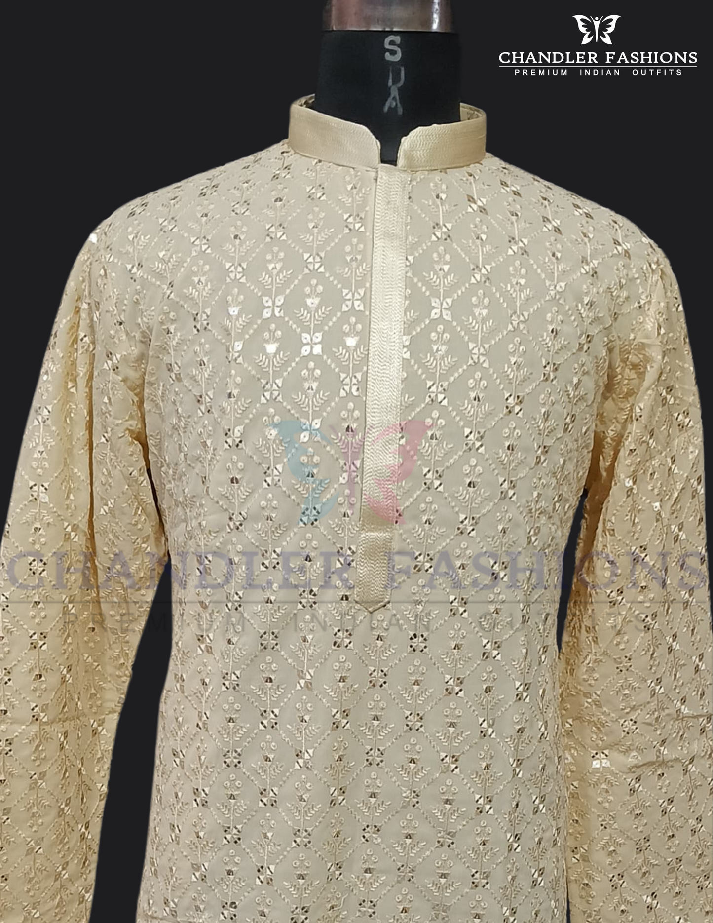 Elegant Beige Color Georgette Kurta With Pajama Near Me