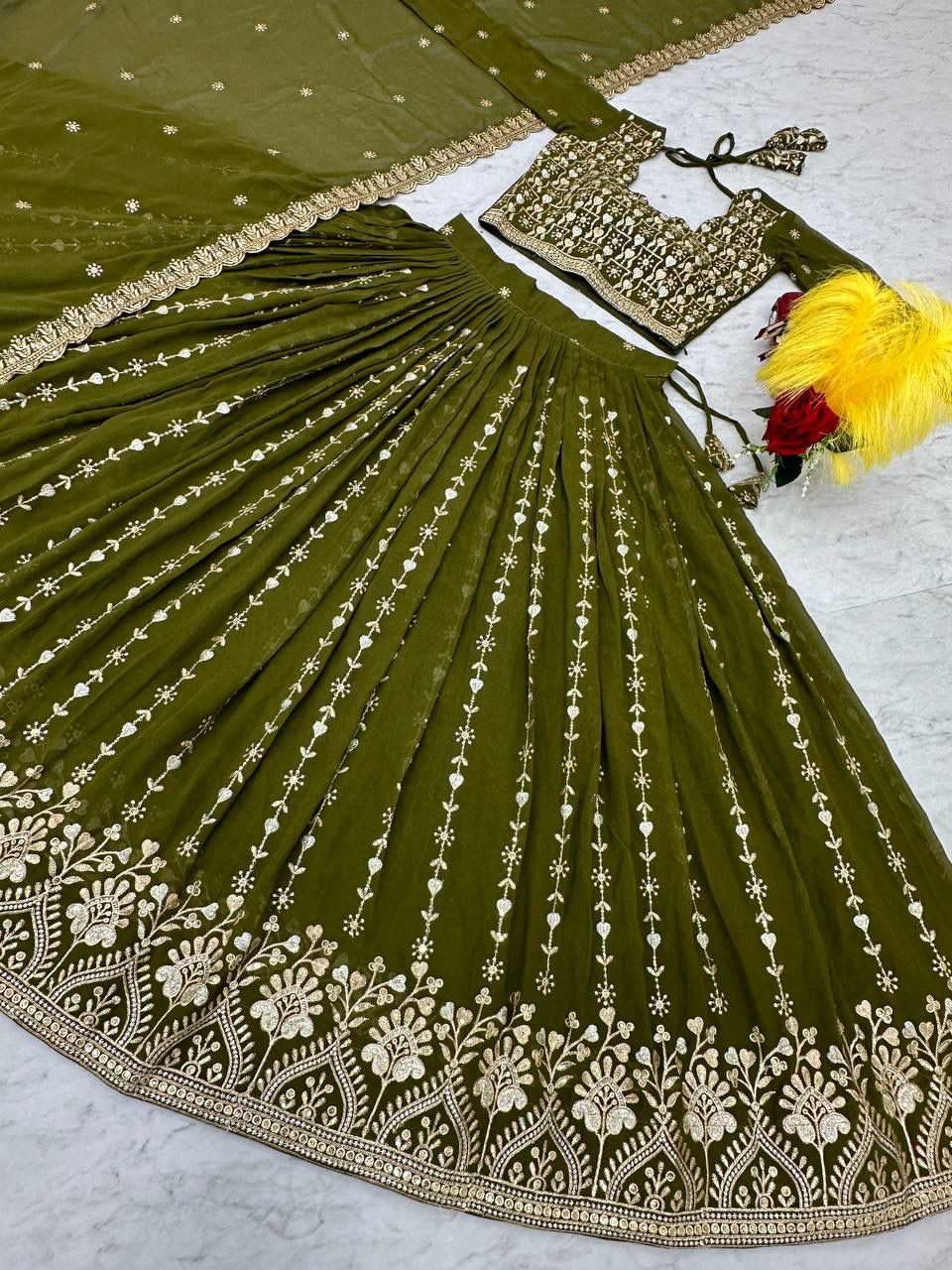 Georgette Embroidery Sequins Work Lehenga Choli In Suncity