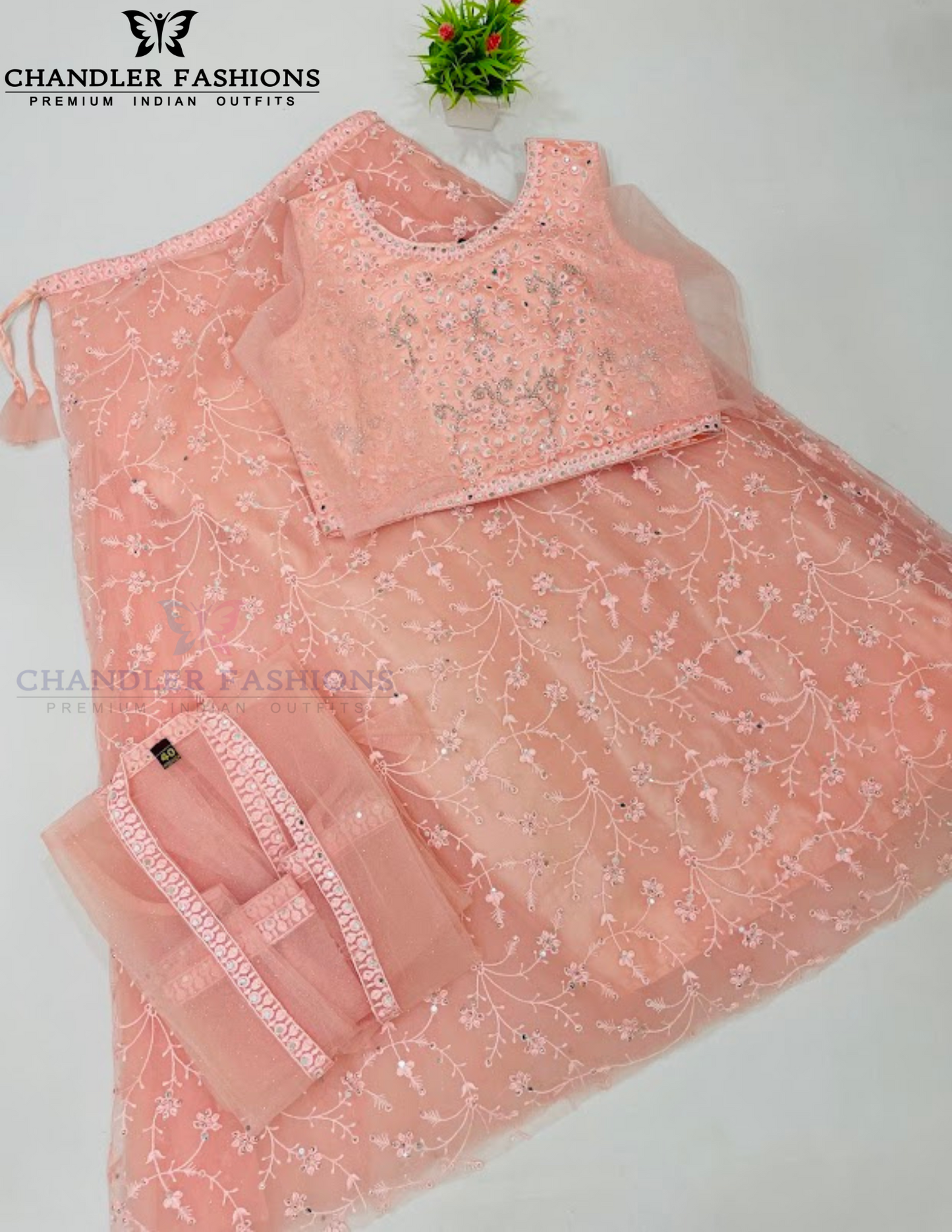 Peach Colored Stone And Embroidery Work Choli In Surprise