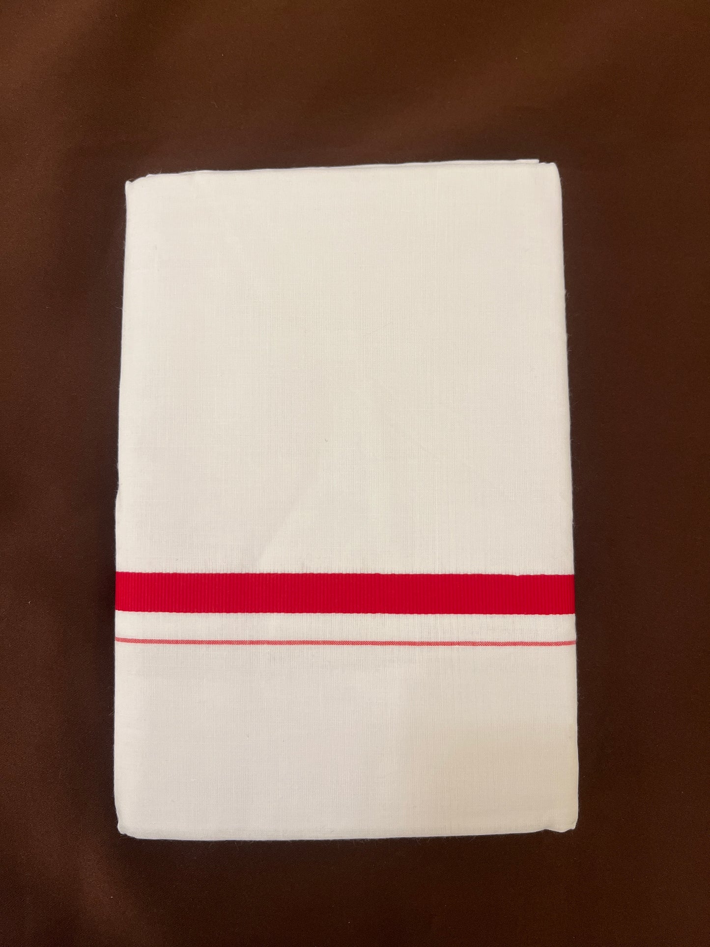 Wonderful Men's White Premium Pure Cotton Red Zari Border Dhoti