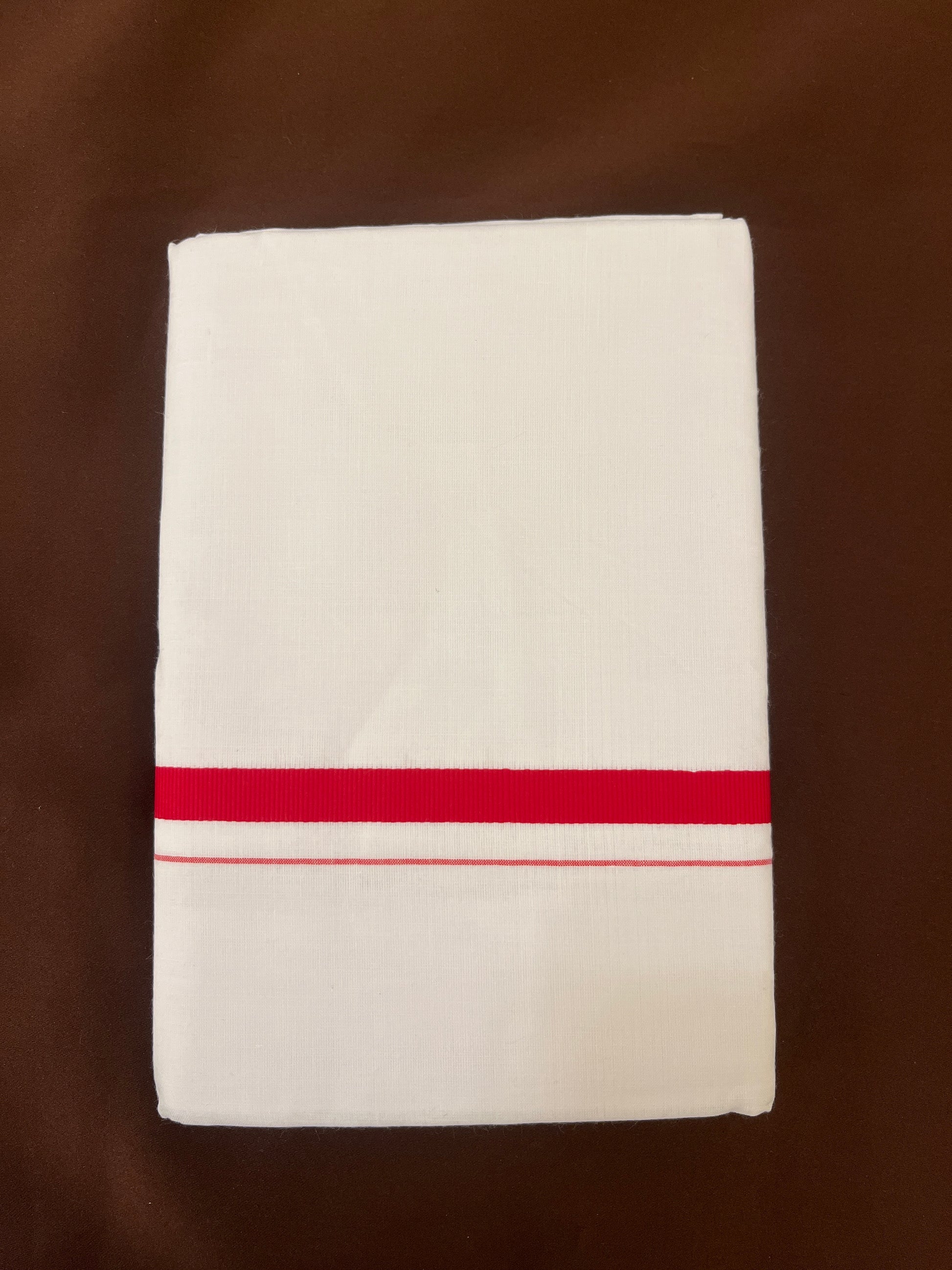 Wonderful Men's White Premium Pure Cotton Red Zari Border Dhoti